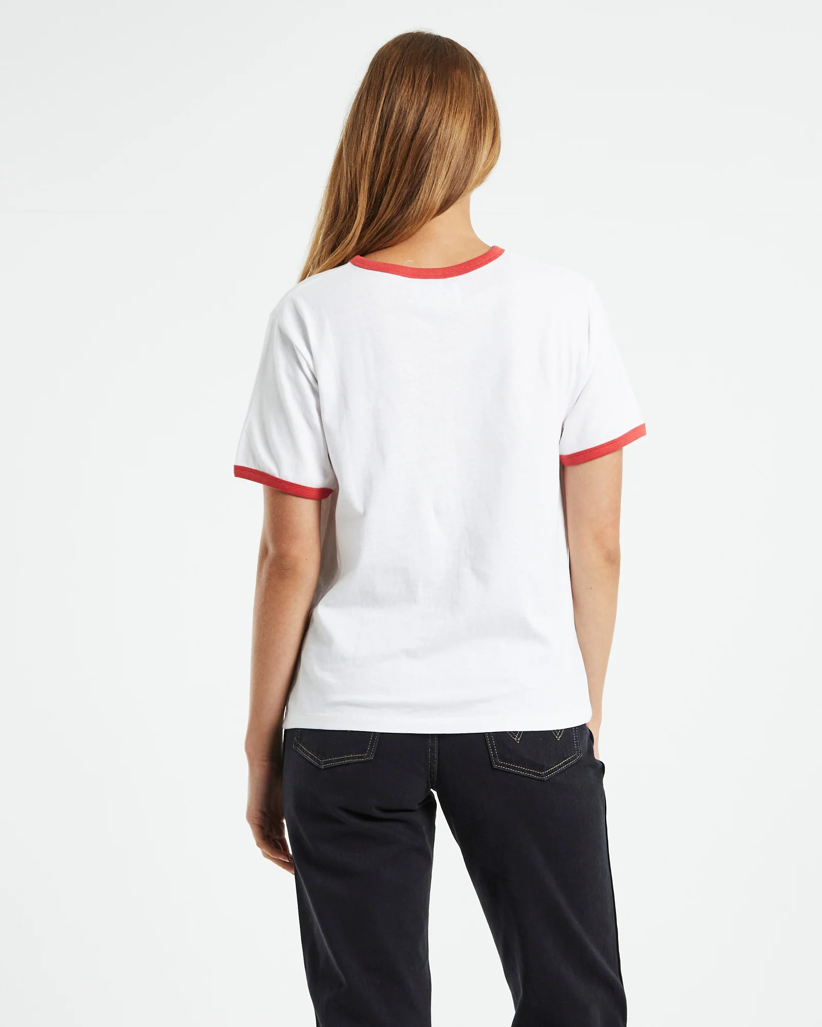 Classic Ringer Short Sleeve T-Shirt White/Red - Image 2
