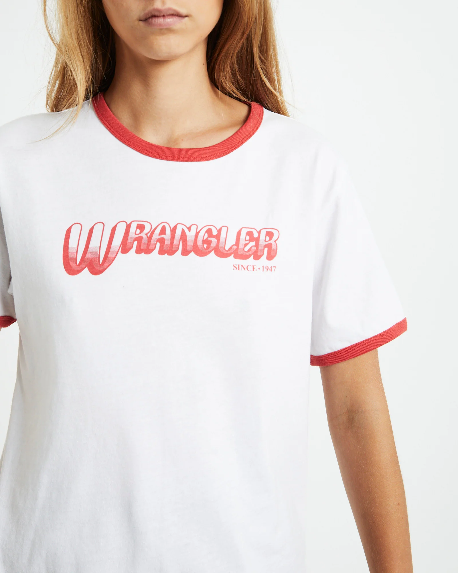 Classic Ringer Short Sleeve T-Shirt White/Red - Image 6