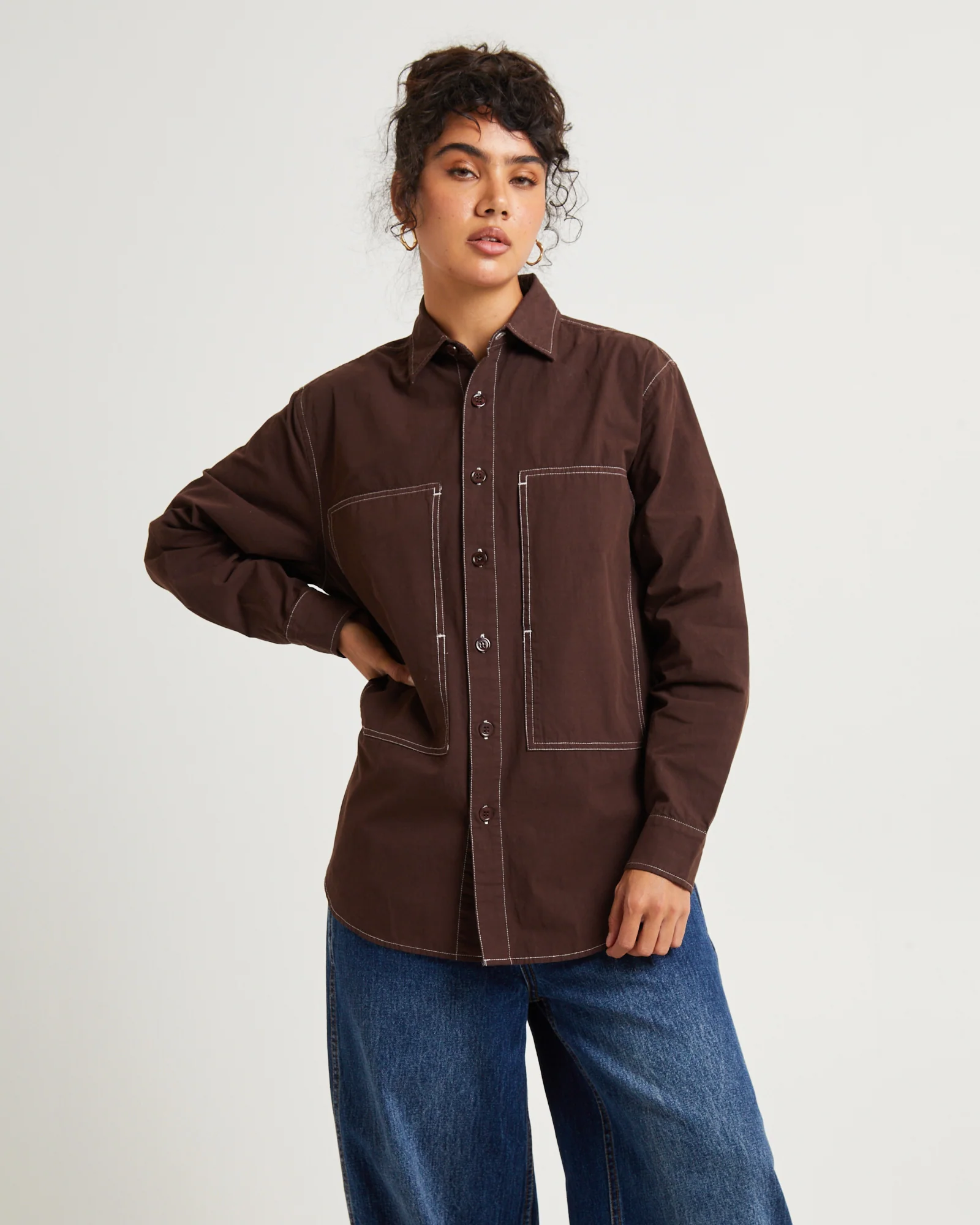 Cliff Long Sleeve Shirt Chocolate - Image 2