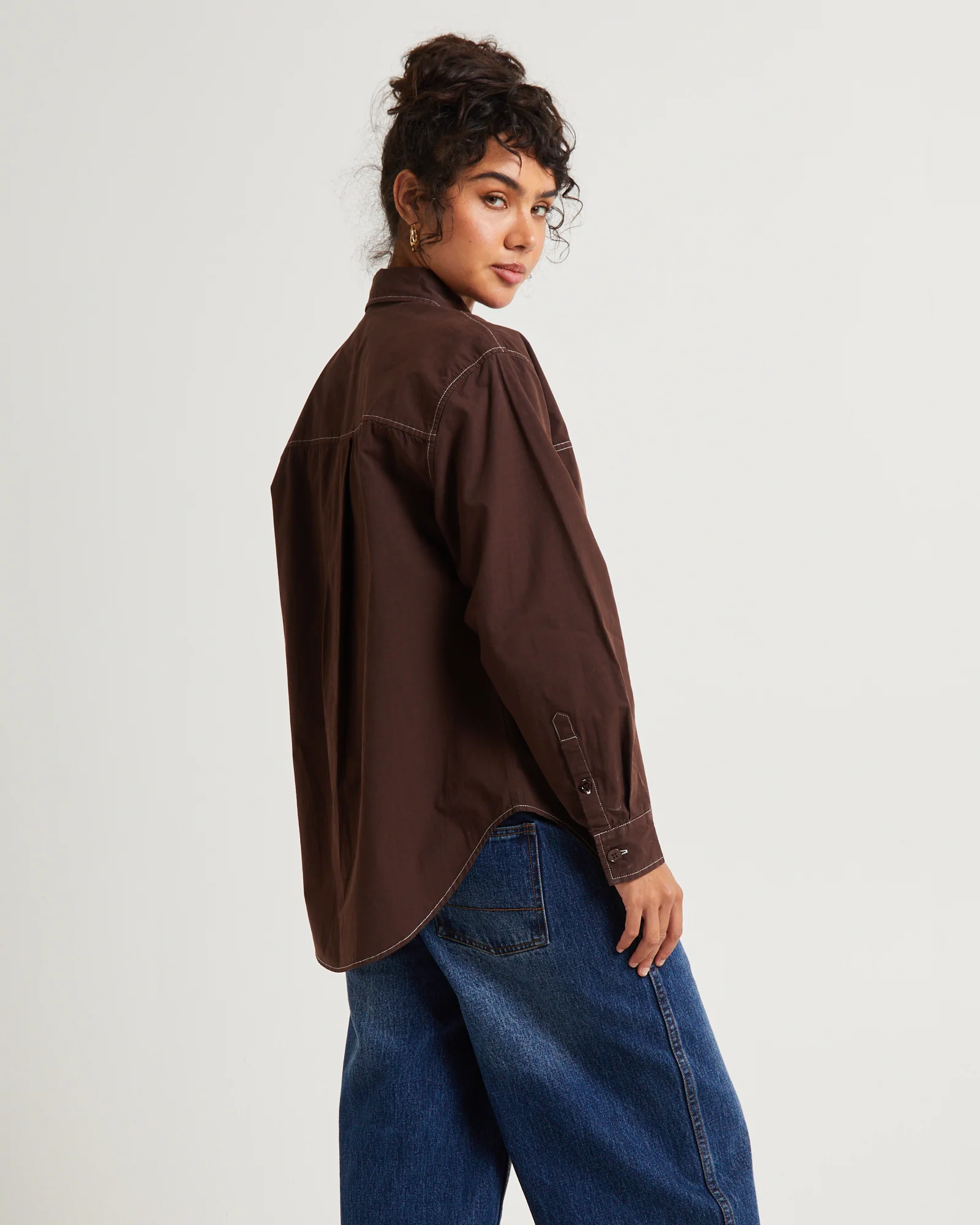 Cliff Long Sleeve Shirt Chocolate - Image 3