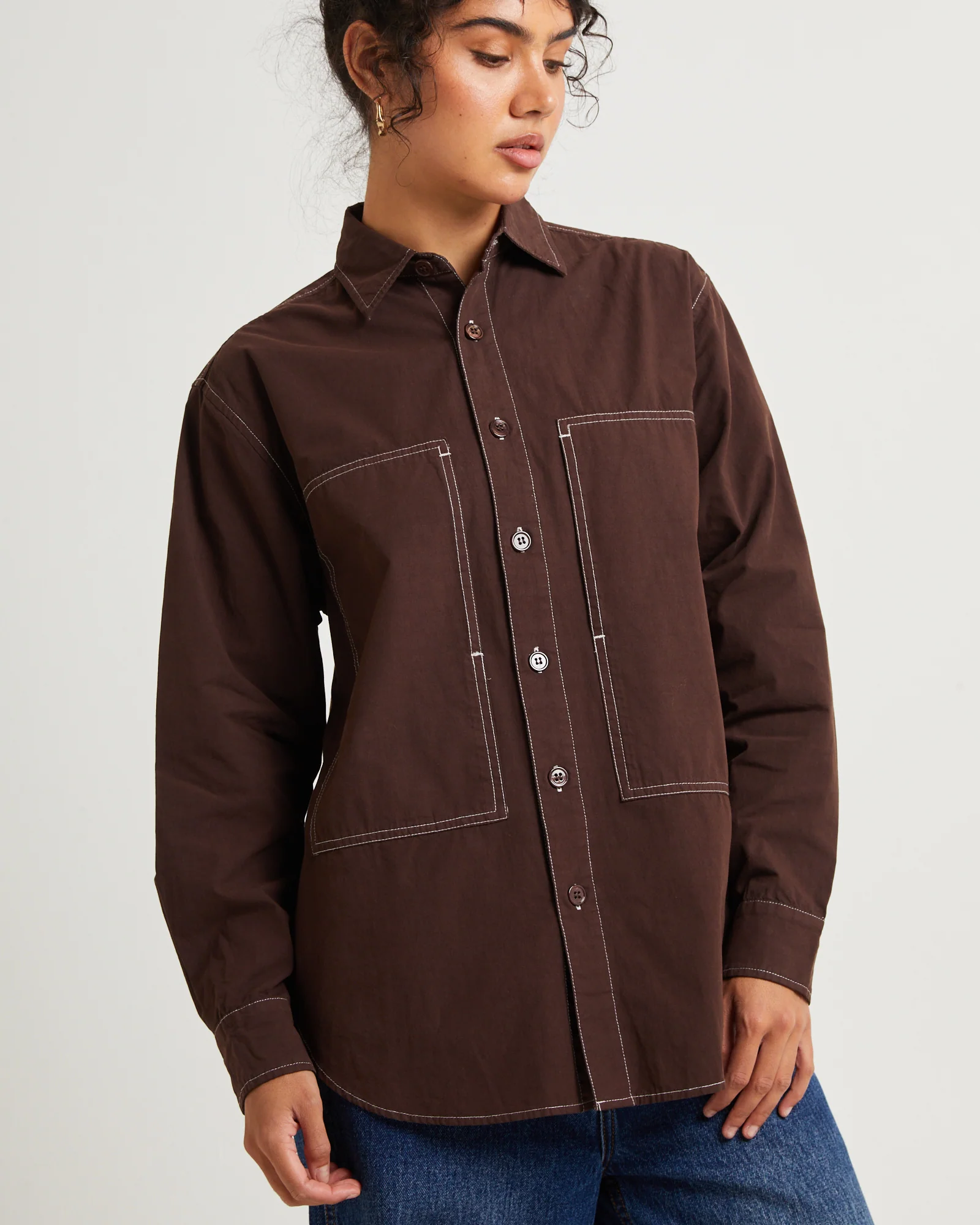 Cliff Long Sleeve Shirt Chocolate - Image 5