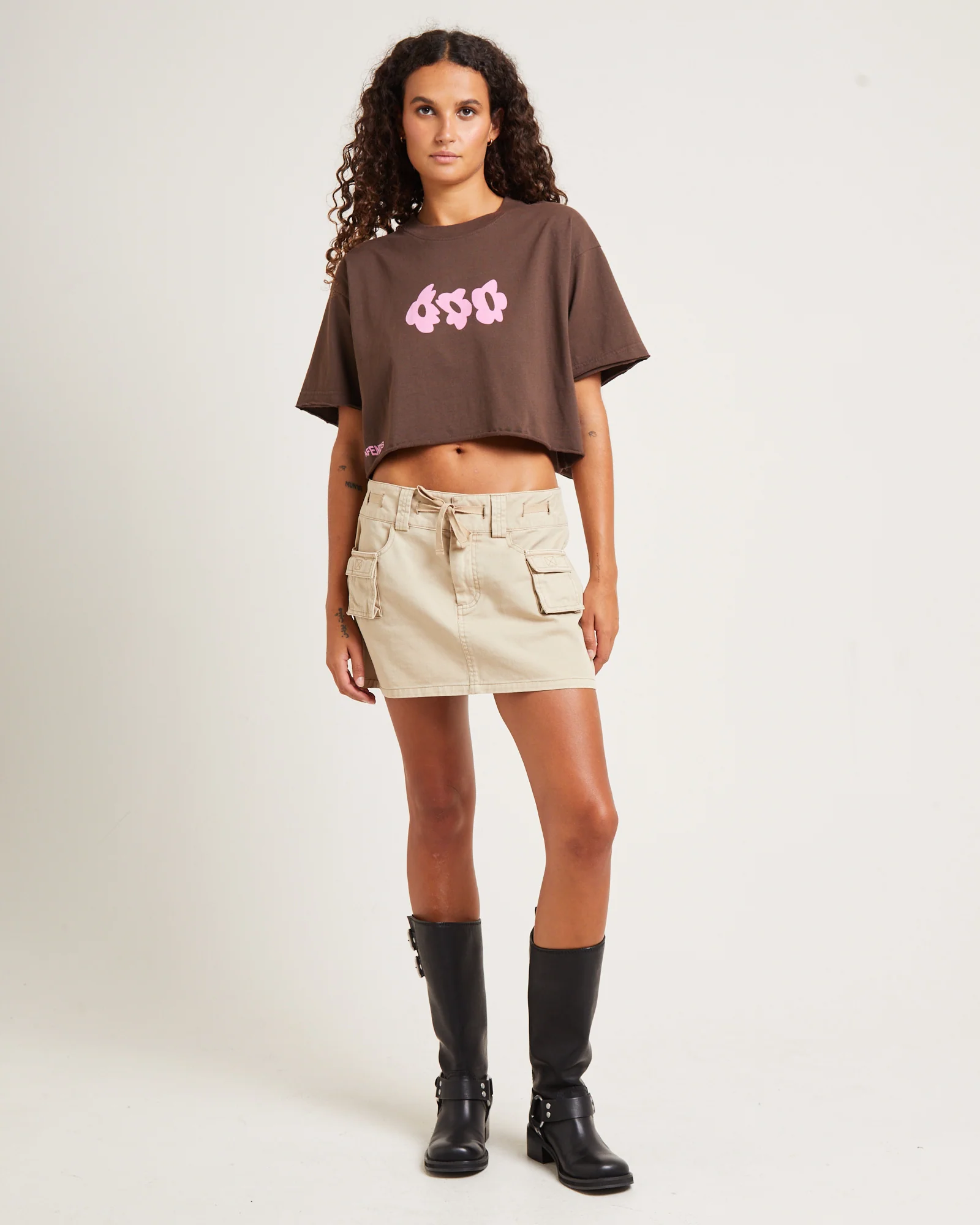 Codie Mid Rise Cargo Skirt Stone - Image 3