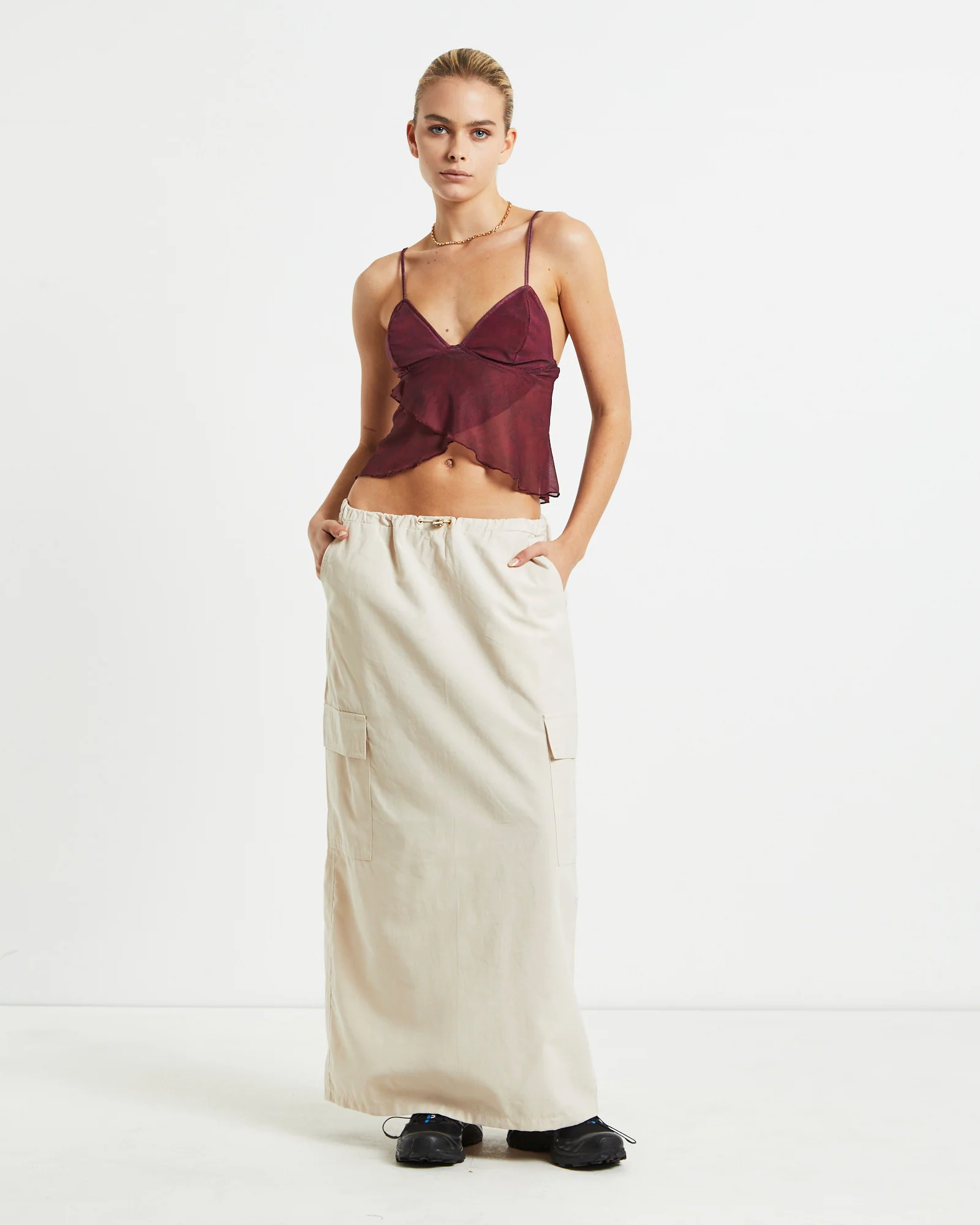 Cojira Mesh Top Tonal Paisley Burgundy - Image 3