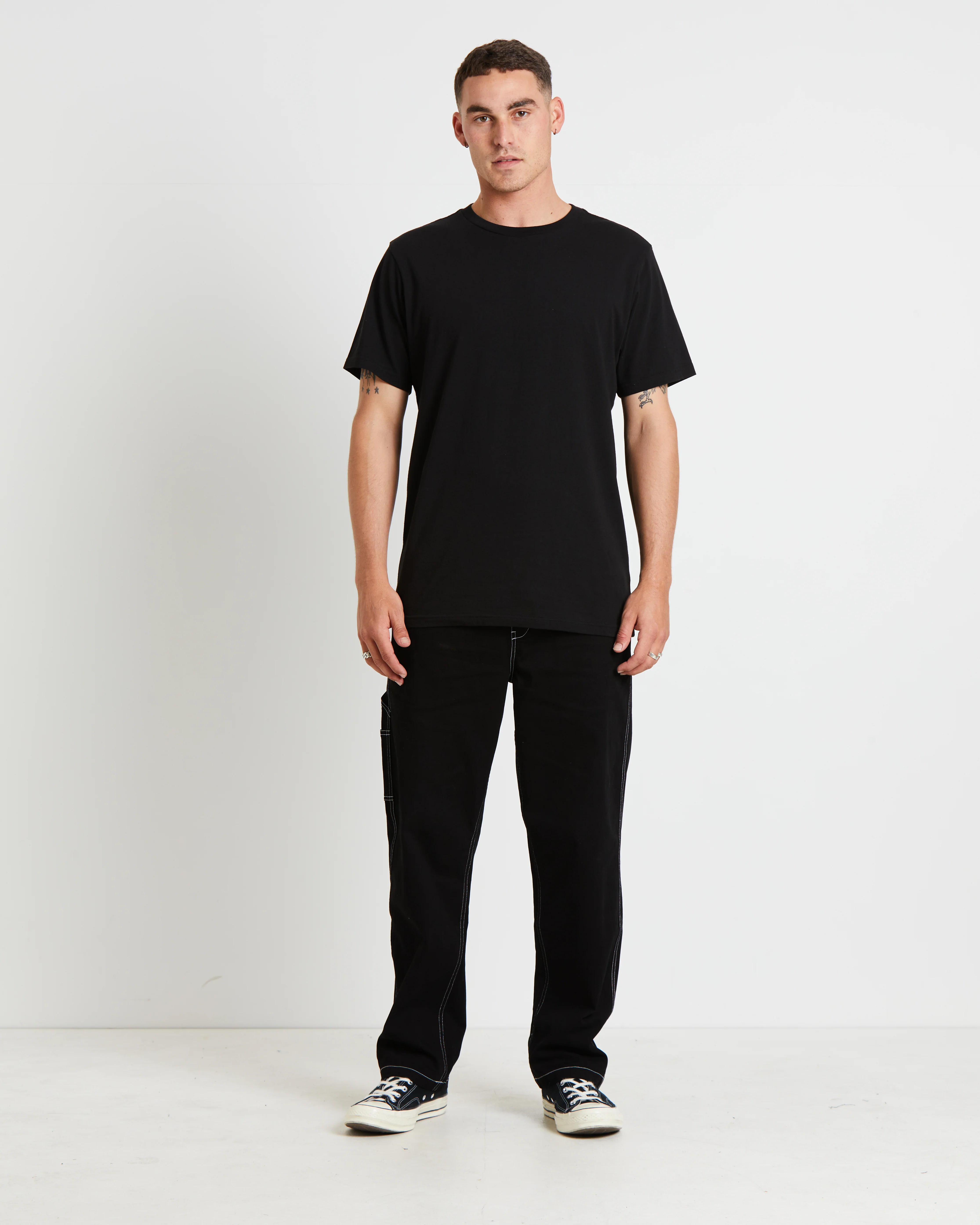 Contrast Stitch Carpenter Pants in Black - Image 3