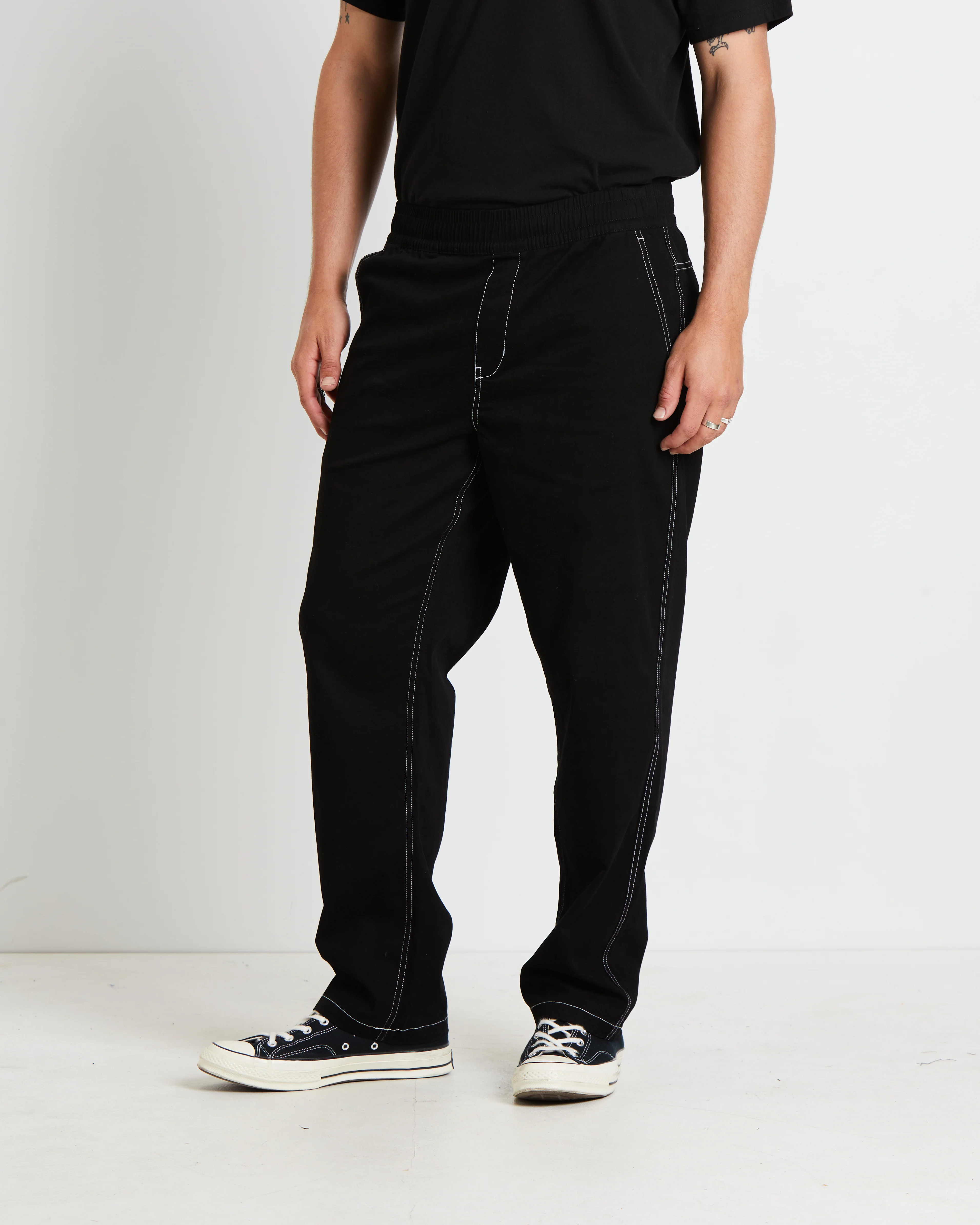 Contrast Stitch Carpenter Pants in Black - Image 5