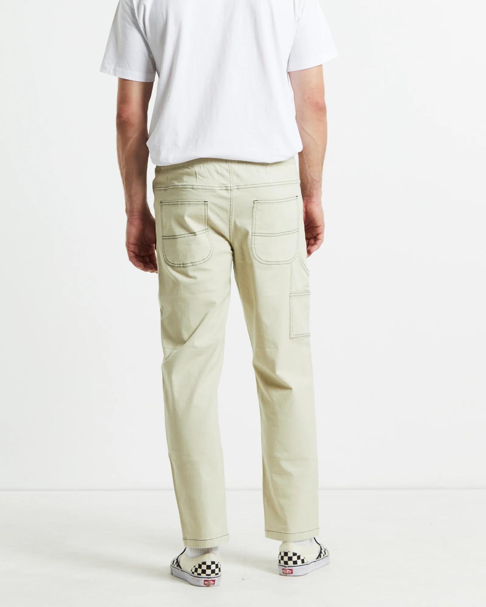 Contrast Stitch Pants Cream - Image 2
