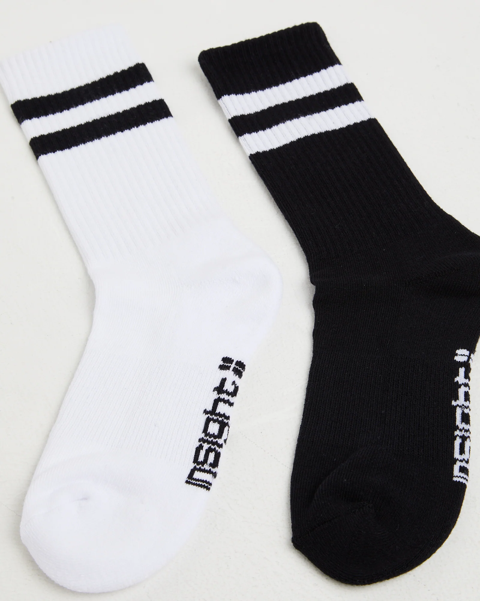 Core Stripe Crew Socks 2 Pack White/Black - Image 2