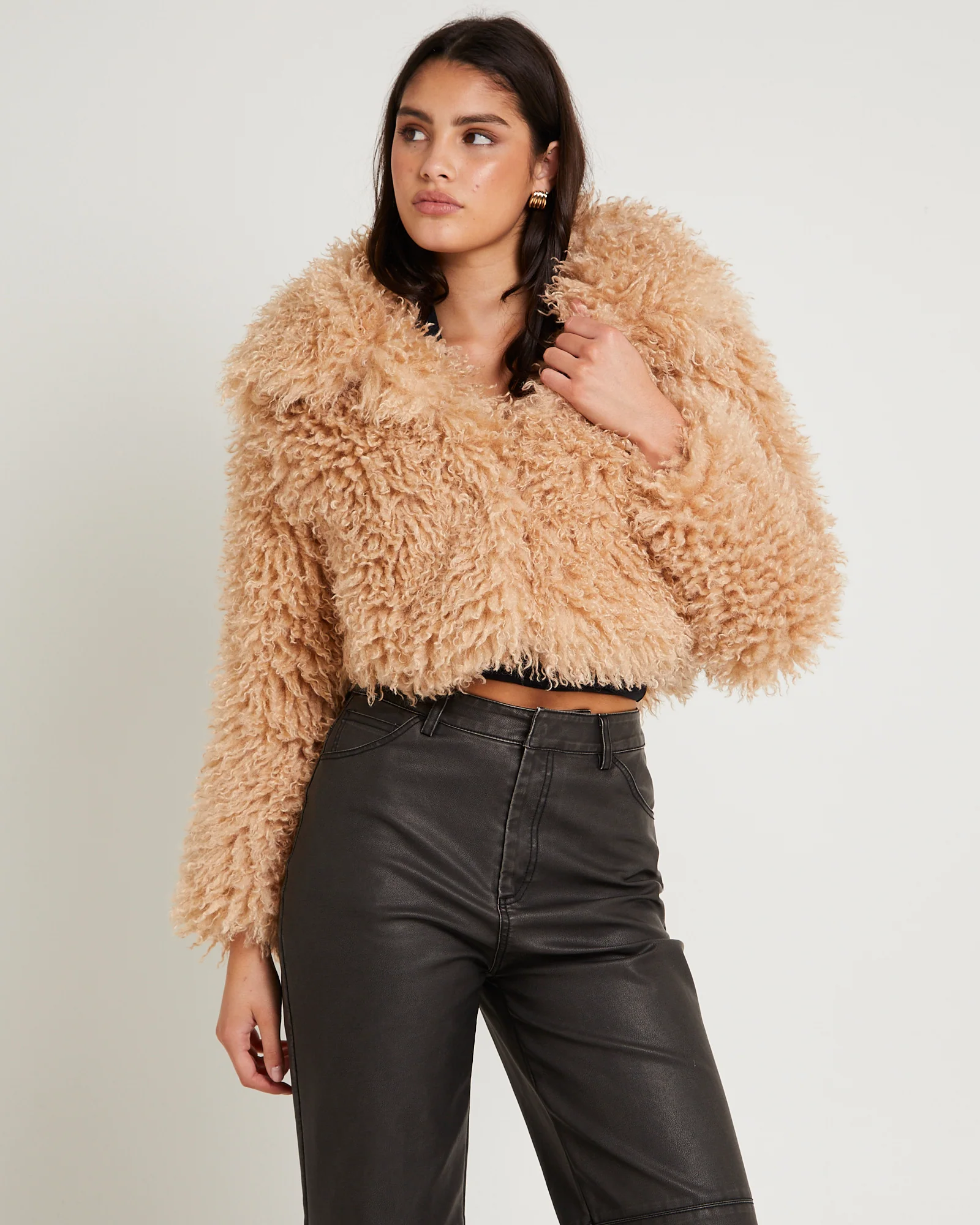 Cornelia Cropped Faux Fur Jacket - Image 2