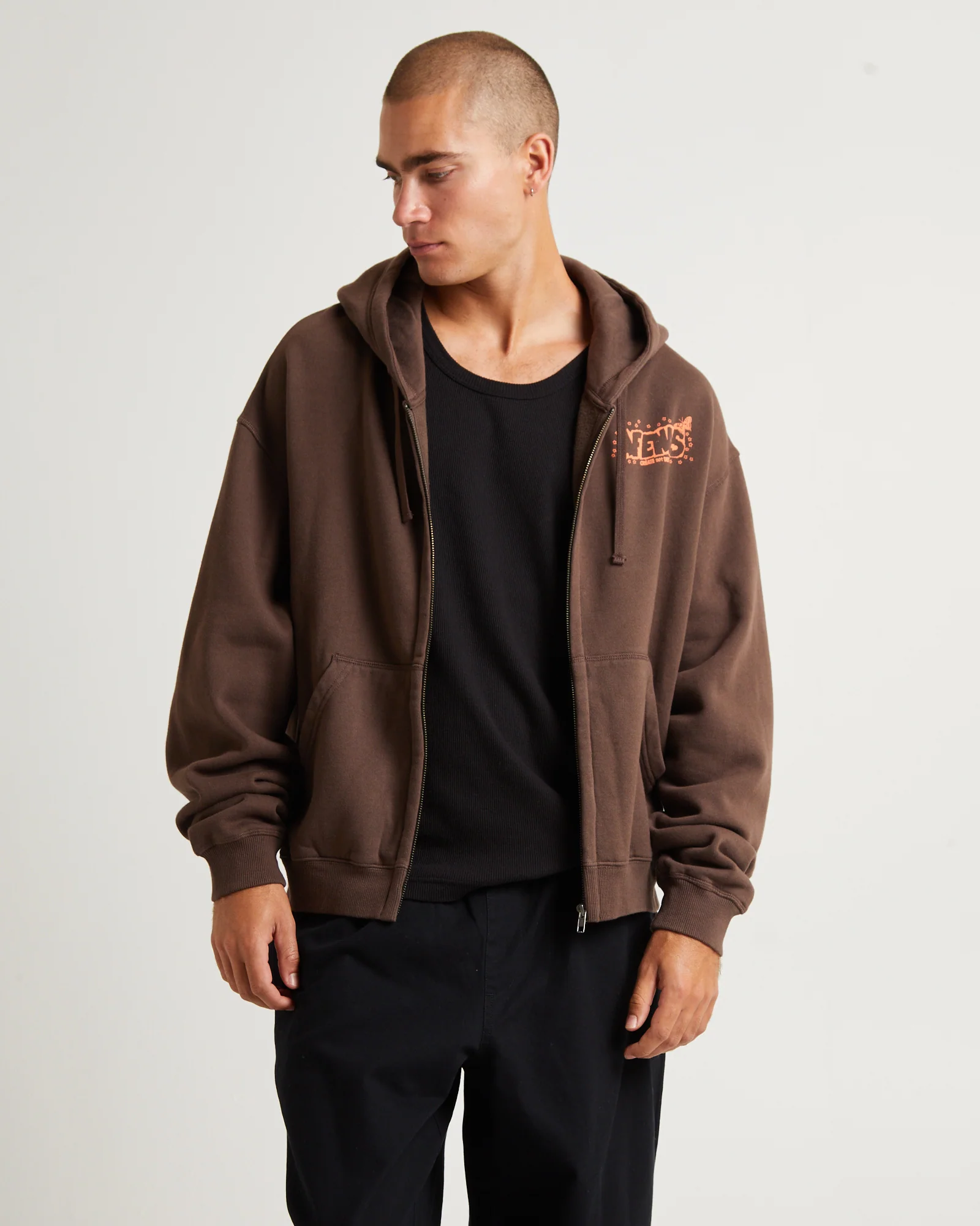 Cosmic Life Recycled Zip Hoodie Coffee - Image 4