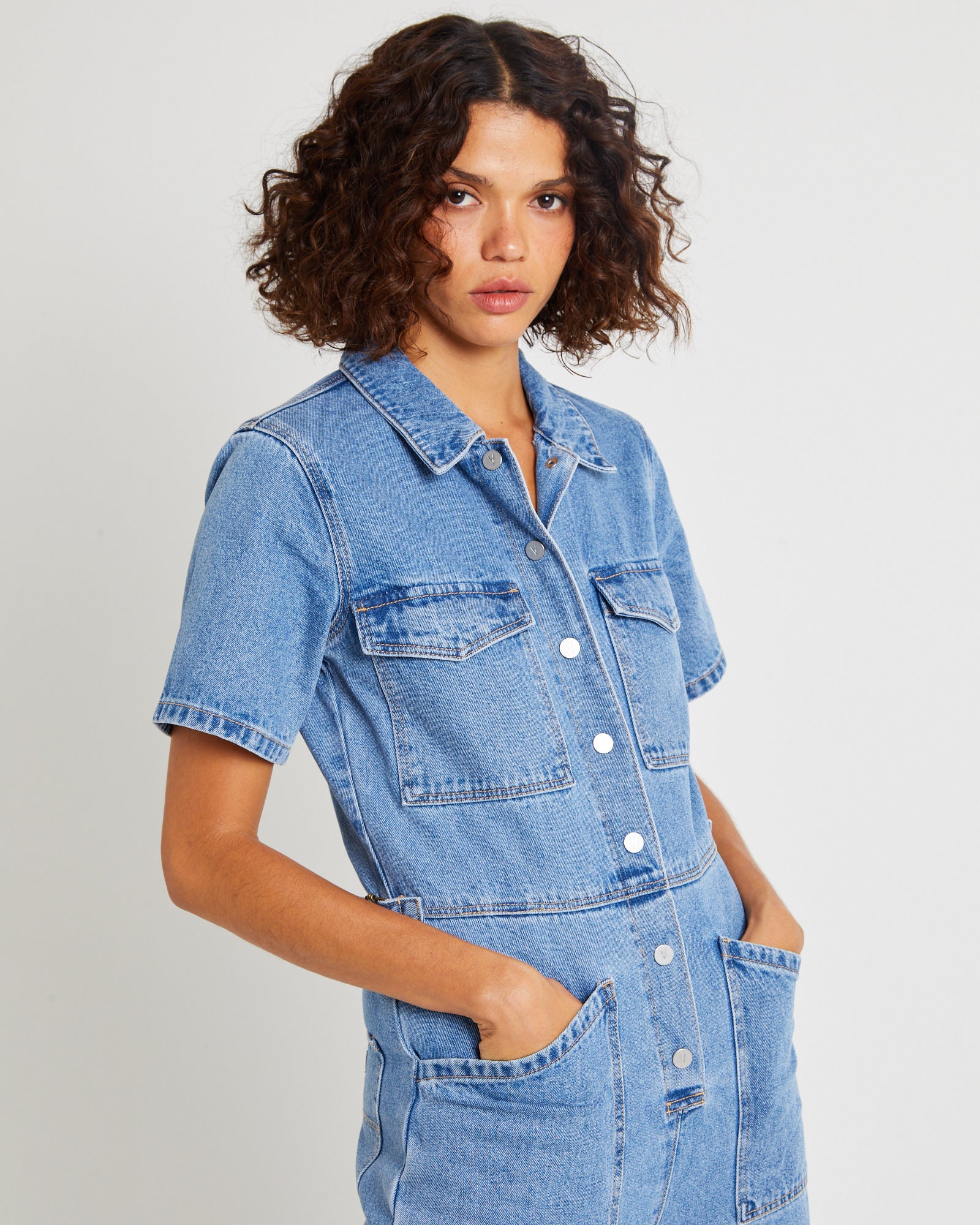 Coverall Ada Denim Jumpsuit Light Vintage - Image 6