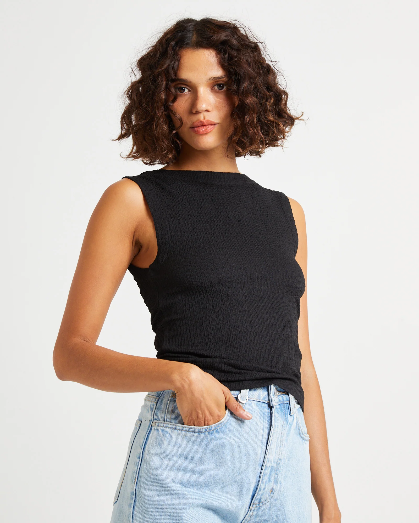Crinkle 90s Top Black - Image 5
