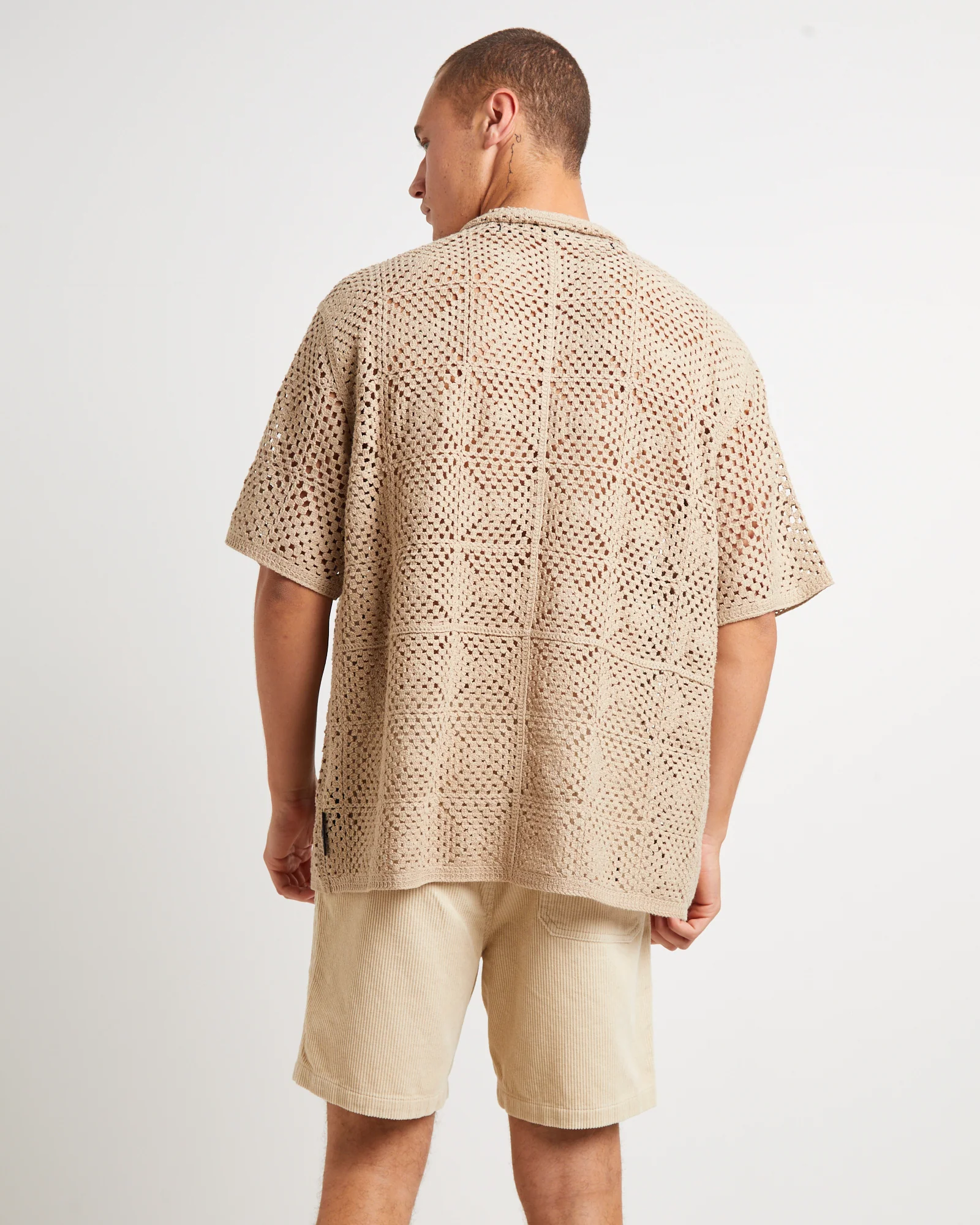 Crochet Short Sleeve Shirt in Cocoa - Image 2