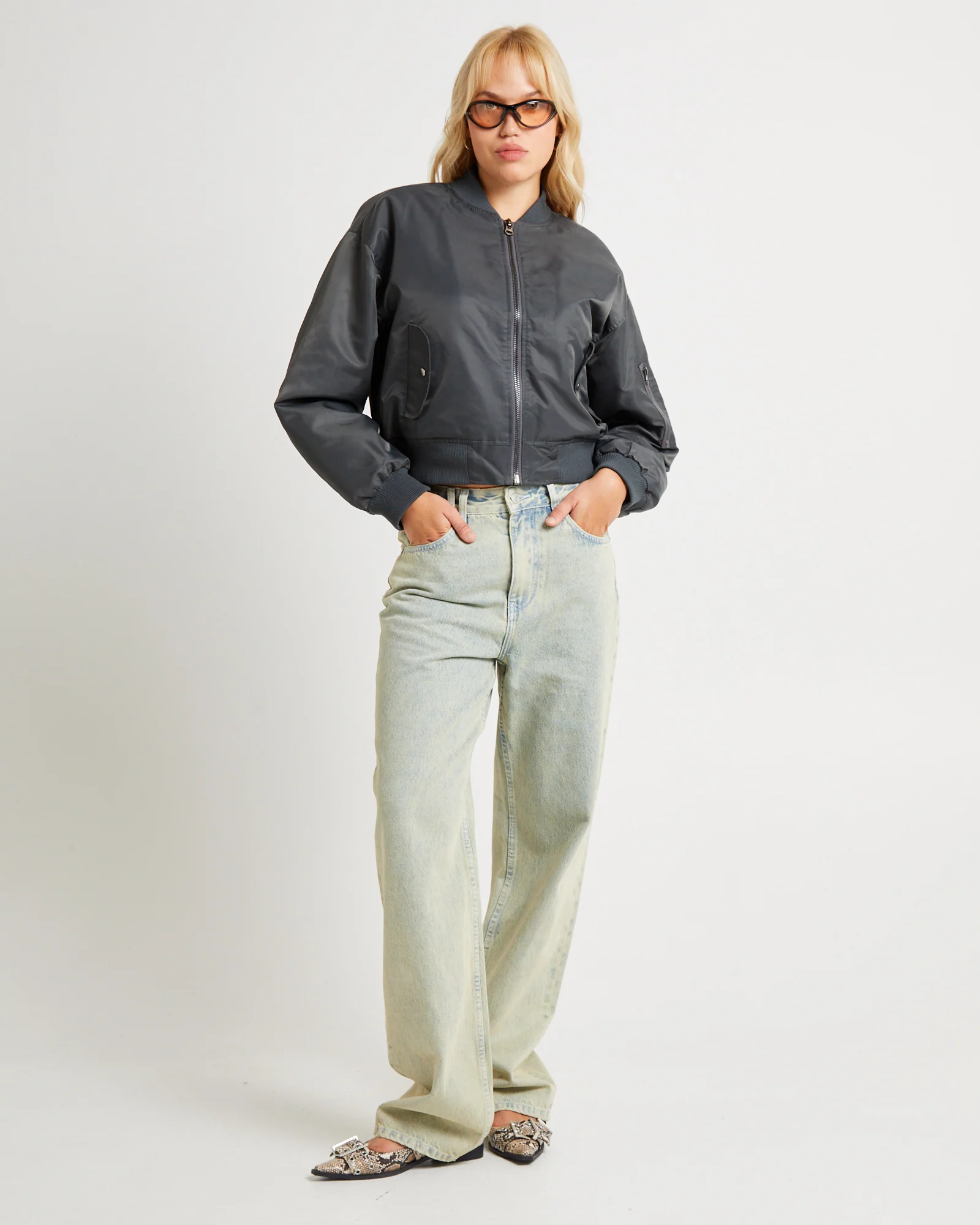 Crop Bomber Jacket - Image 3