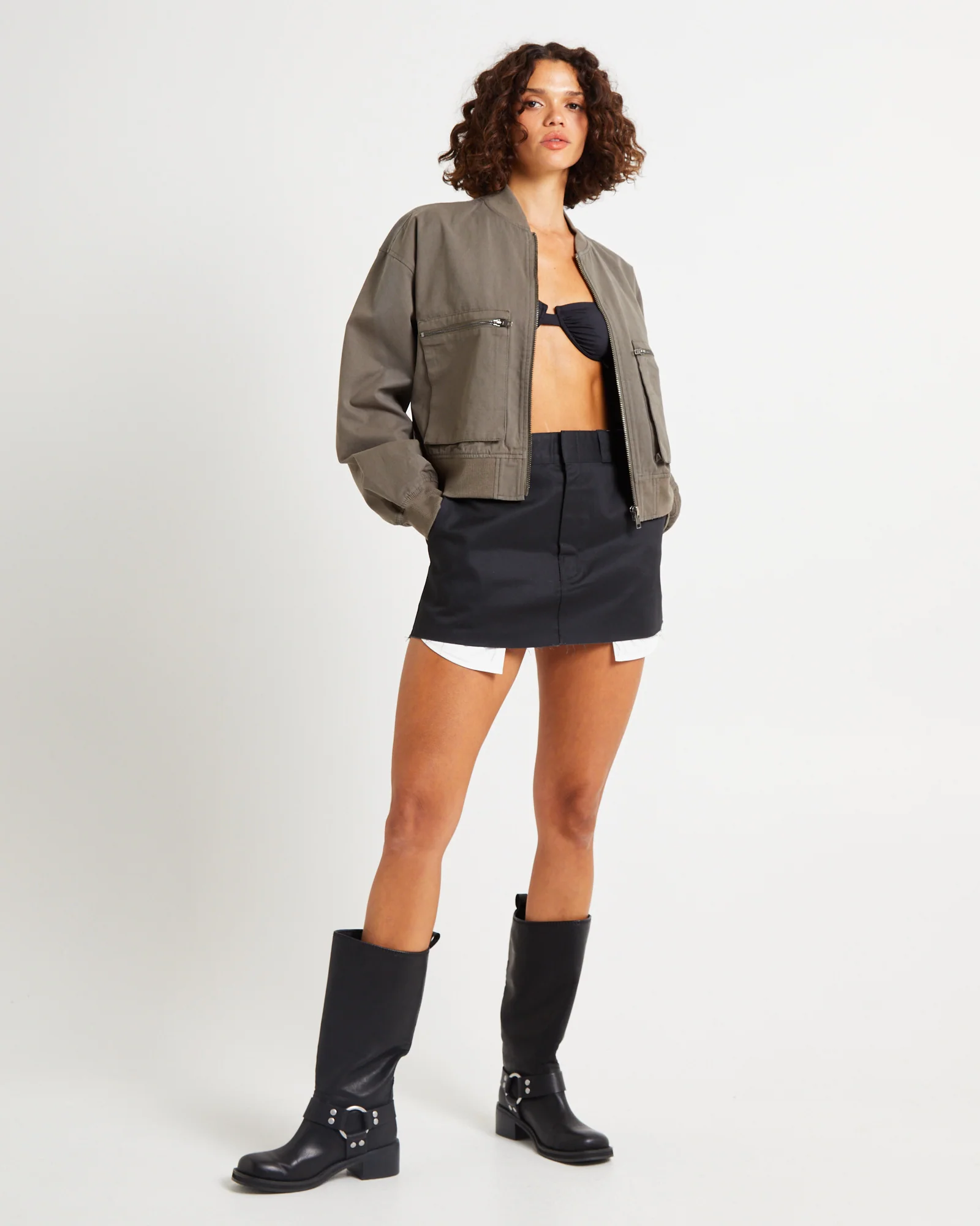 Crop Utility Bomber Jacket - Image 3