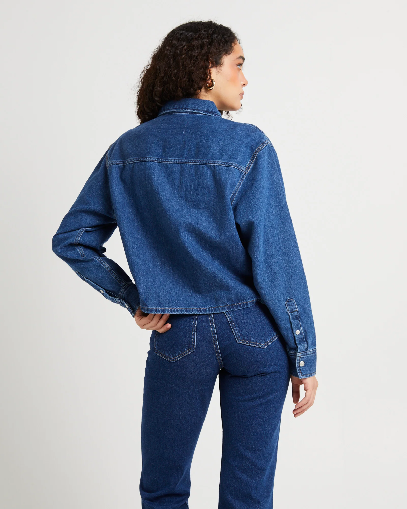 Cropped Dad Denim Shirt - Image 2