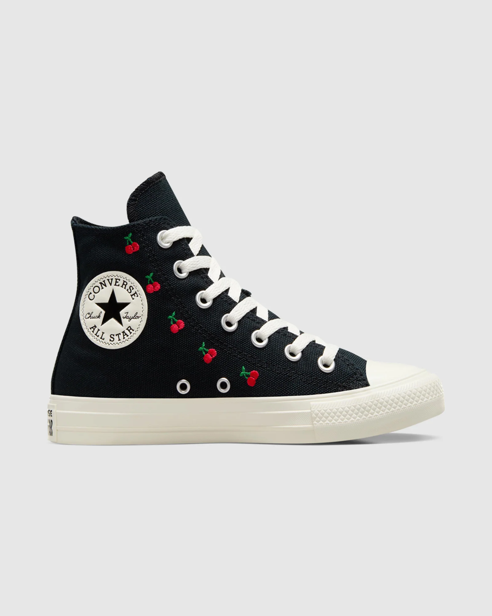 CTAS Hi Top Cherry Canvas Sneakers in Black - Image 2