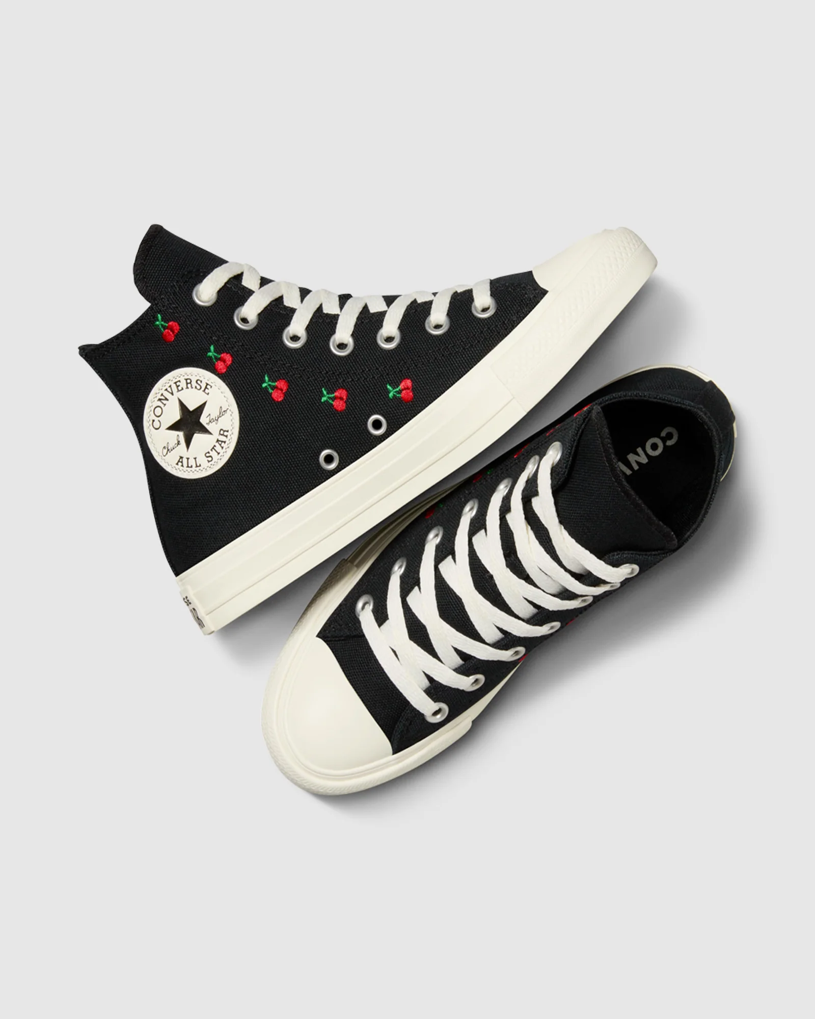 CTAS Hi Top Cherry Canvas Sneakers in Black - Image 4