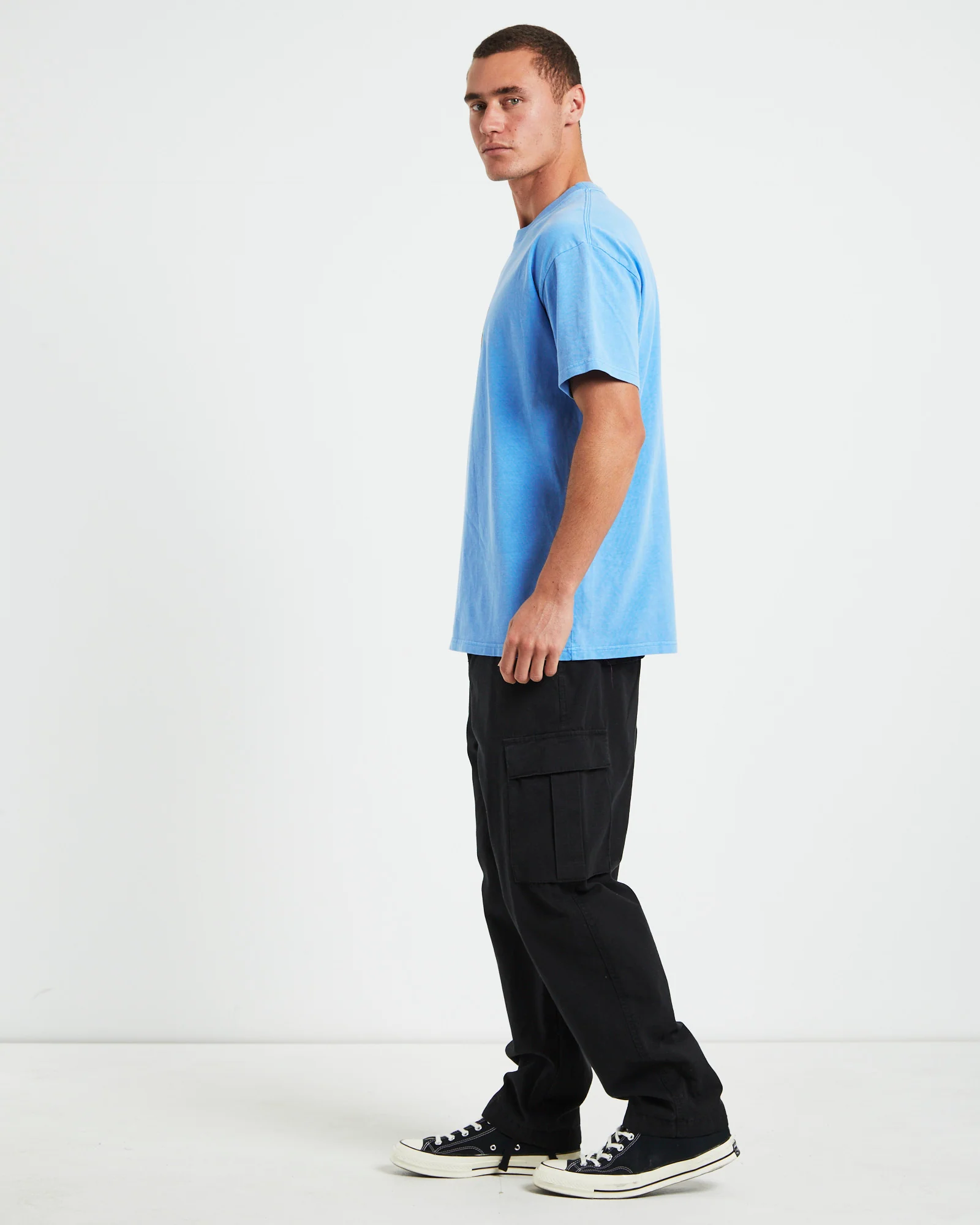 Cube Heavyweight Short Sleeve T-Shirt in Blue - Image 4