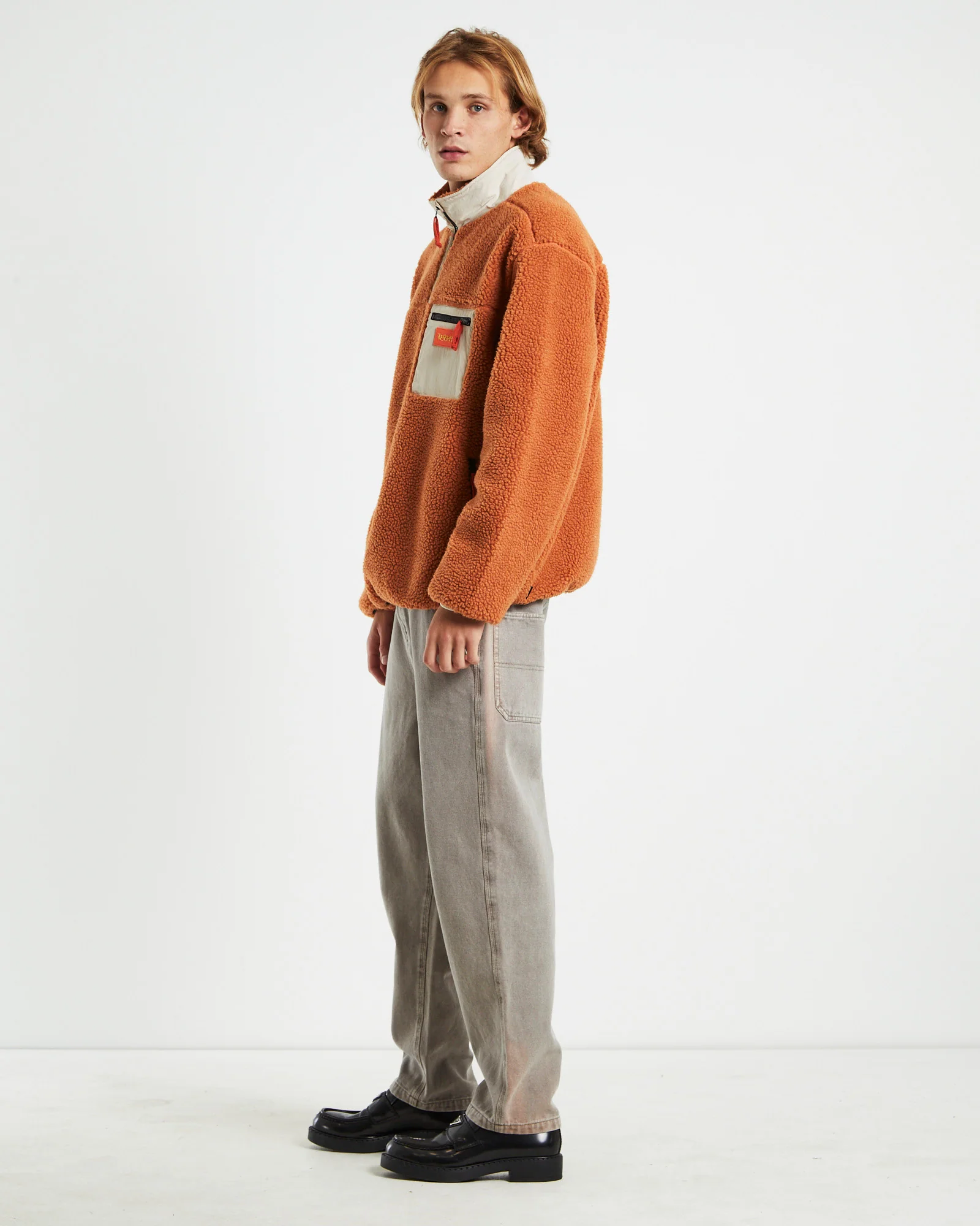 Cultures 1/4 Sherpa Jumper Rust Orange - Image 4