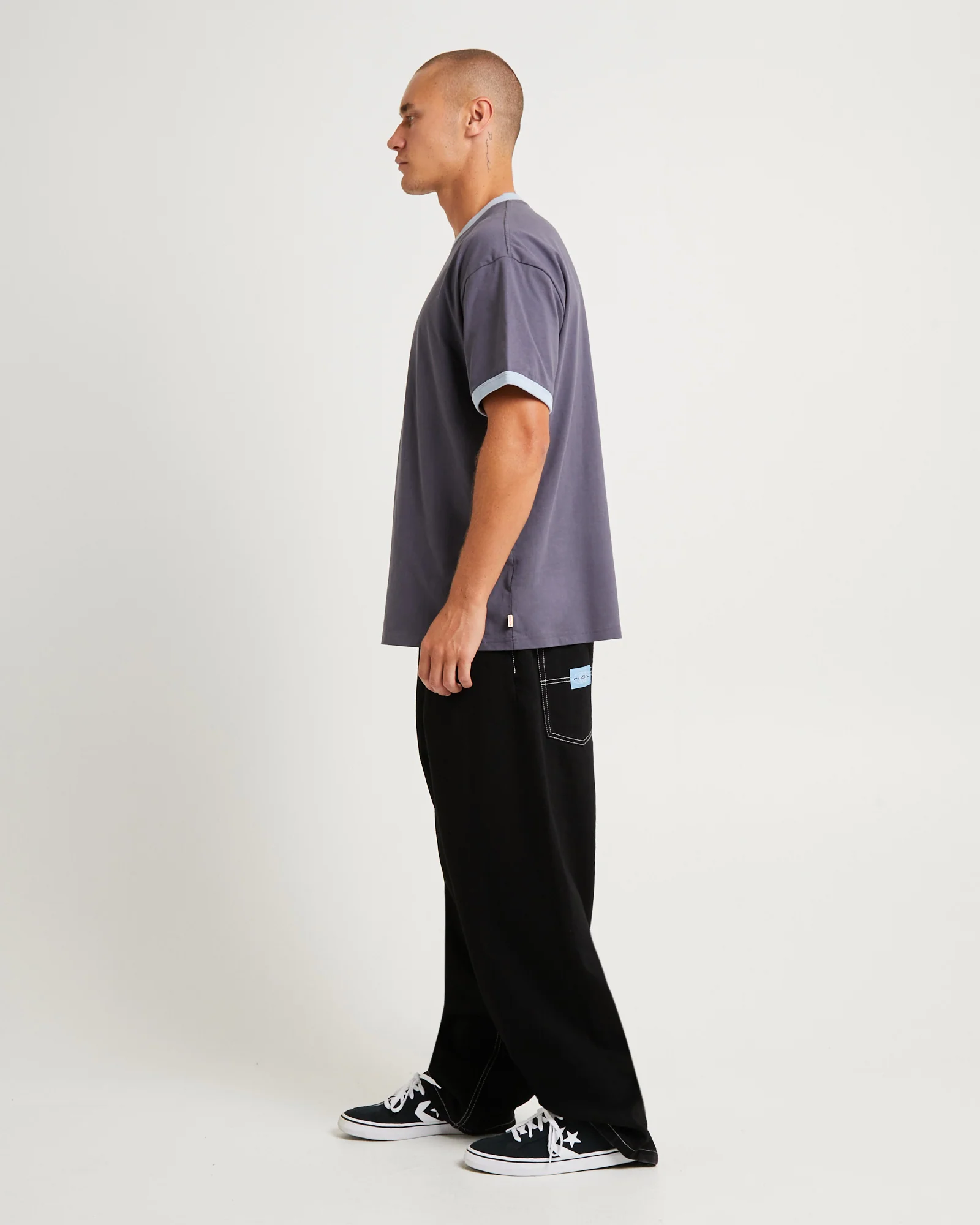 Cypher Short Sleeve Ringer T-Shirt Coal - Image 3