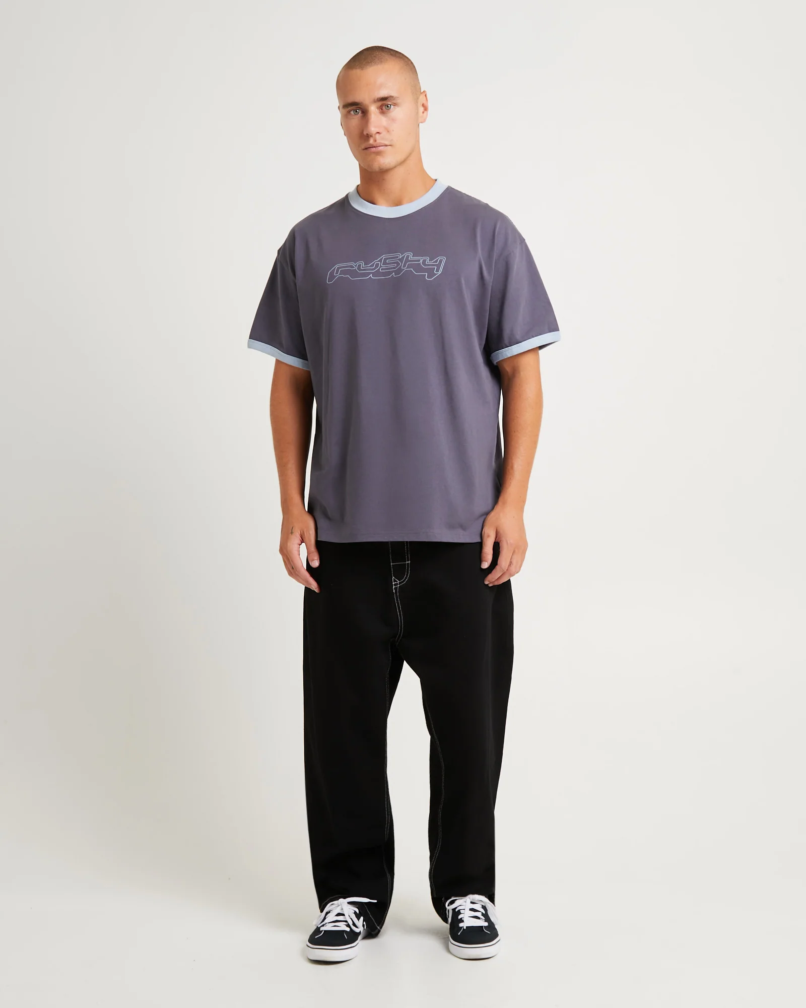 Cypher Short Sleeve Ringer T-Shirt Coal - Image 4