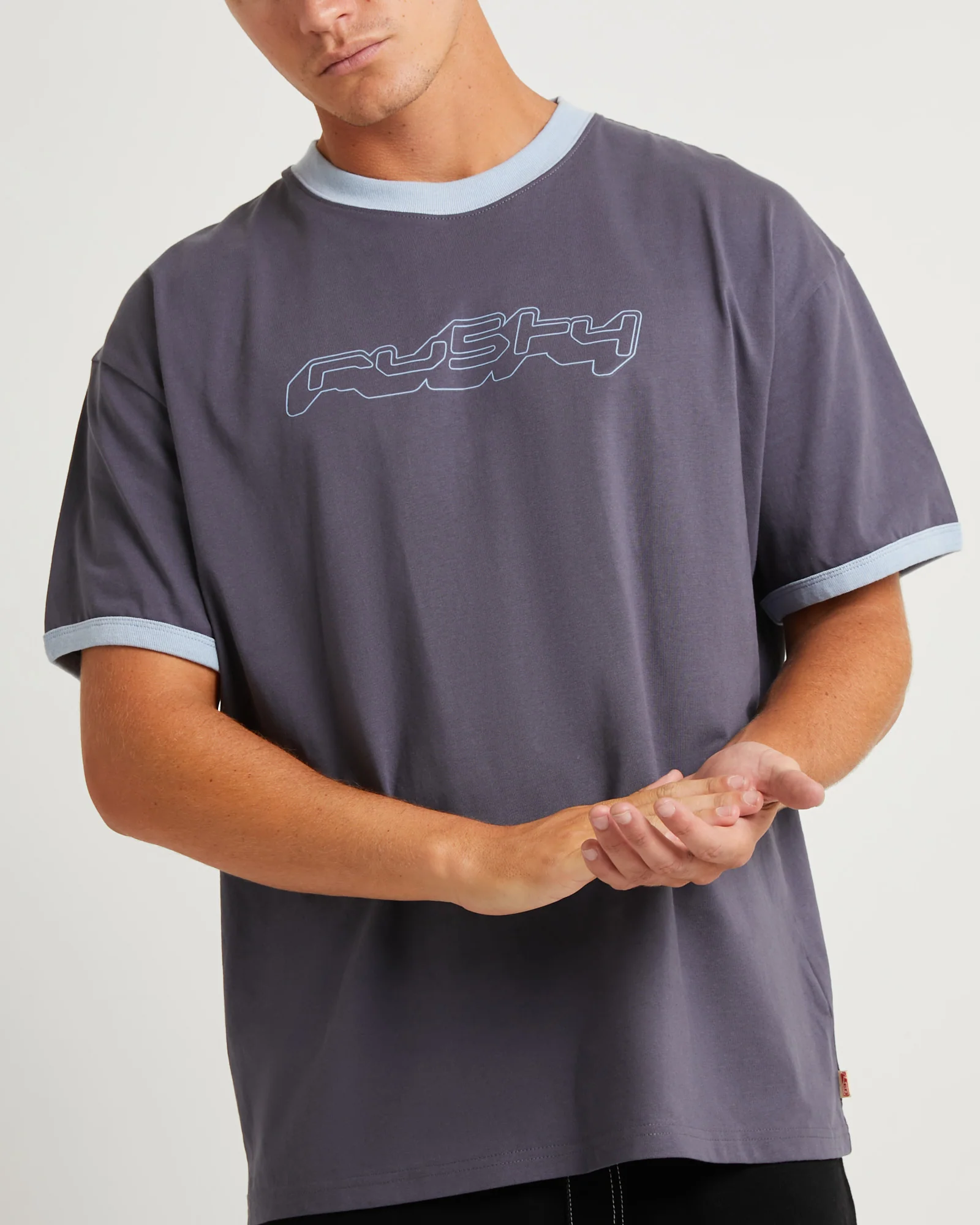 Cypher Short Sleeve Ringer T-Shirt Coal - Image 5