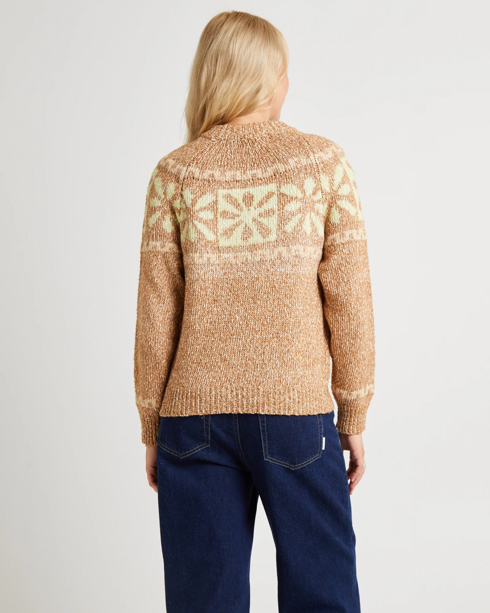 Daisy Chain Knit Sweater Caramel Lime - Image 2