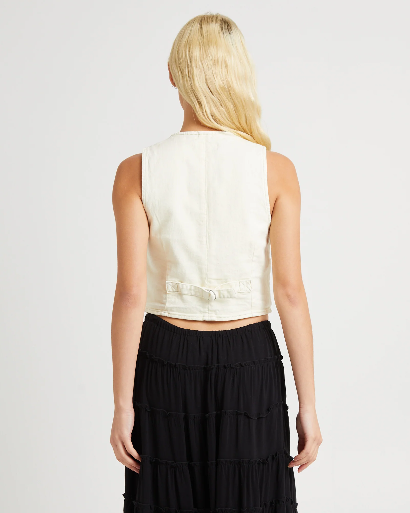 Dallas Denim Vest Buttercream - Image 2