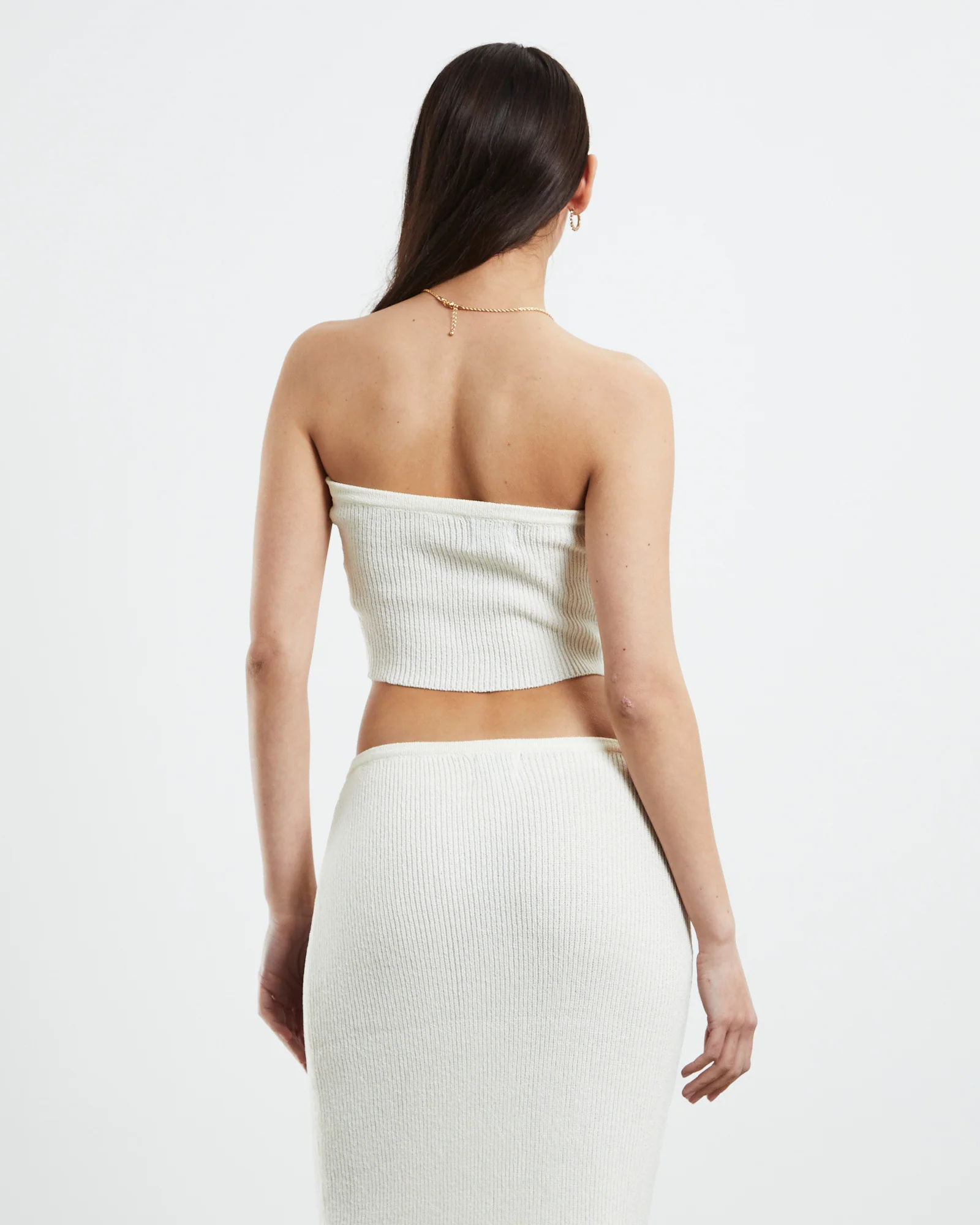Davia Knit Crop Top Off White - Image 4