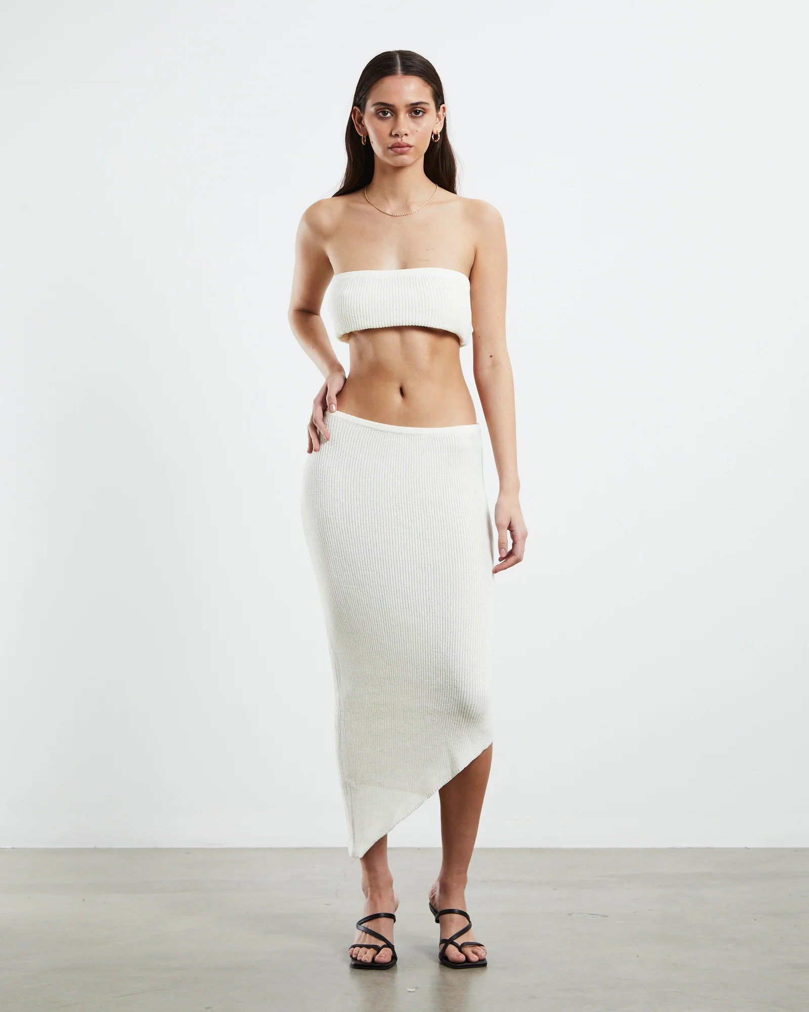 Davia Knit Crop Top Off White - Image 5