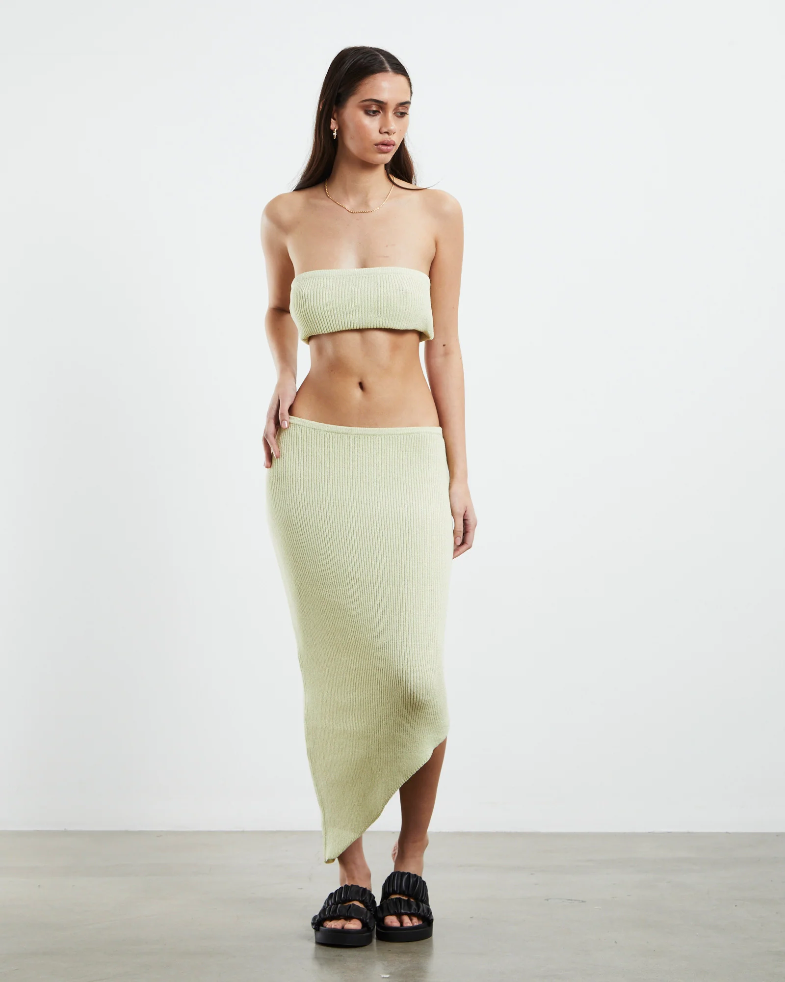 Davia Knit Crop Top Pear Green - Image 3