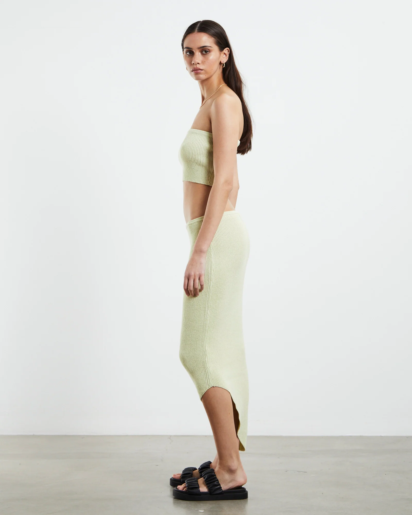 Davia Knit Crop Top Pear Green - Image 4