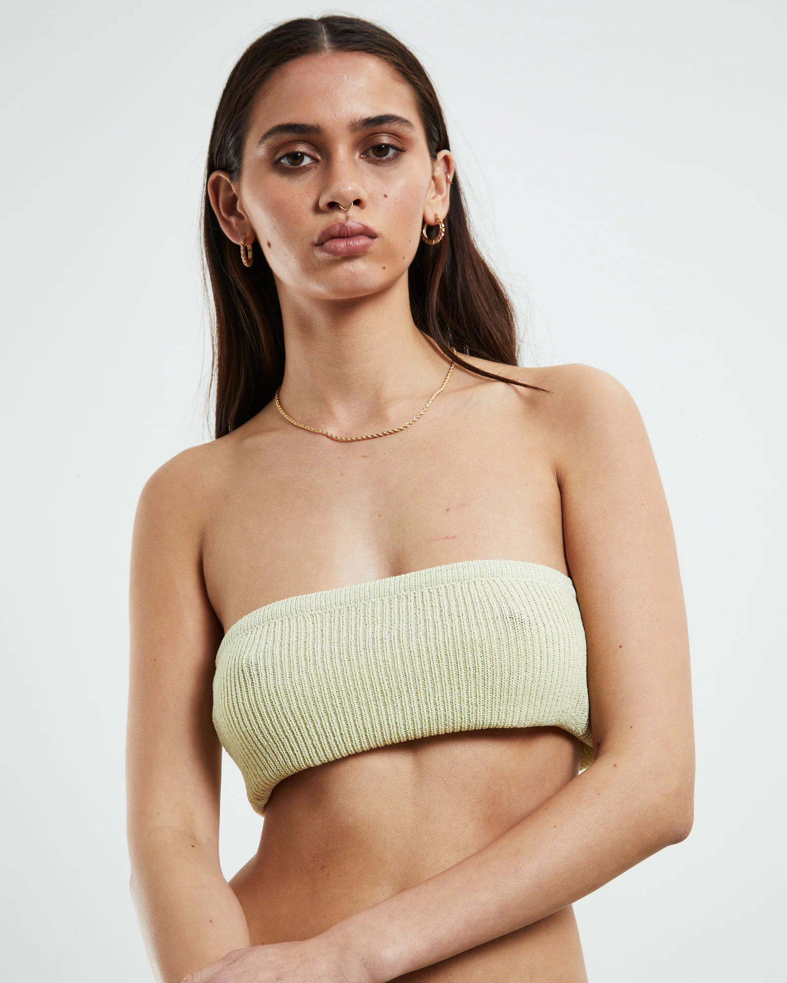 Davia Knit Crop Top Pear Green - Image 5