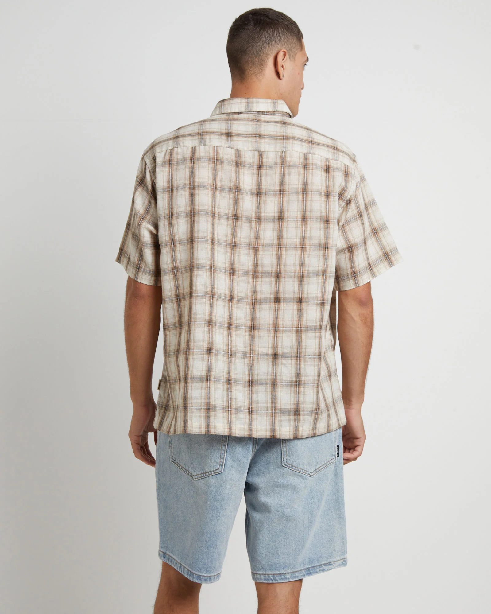 Dazed Check Short Sleeve Resort Shirt in Natural - Image 2