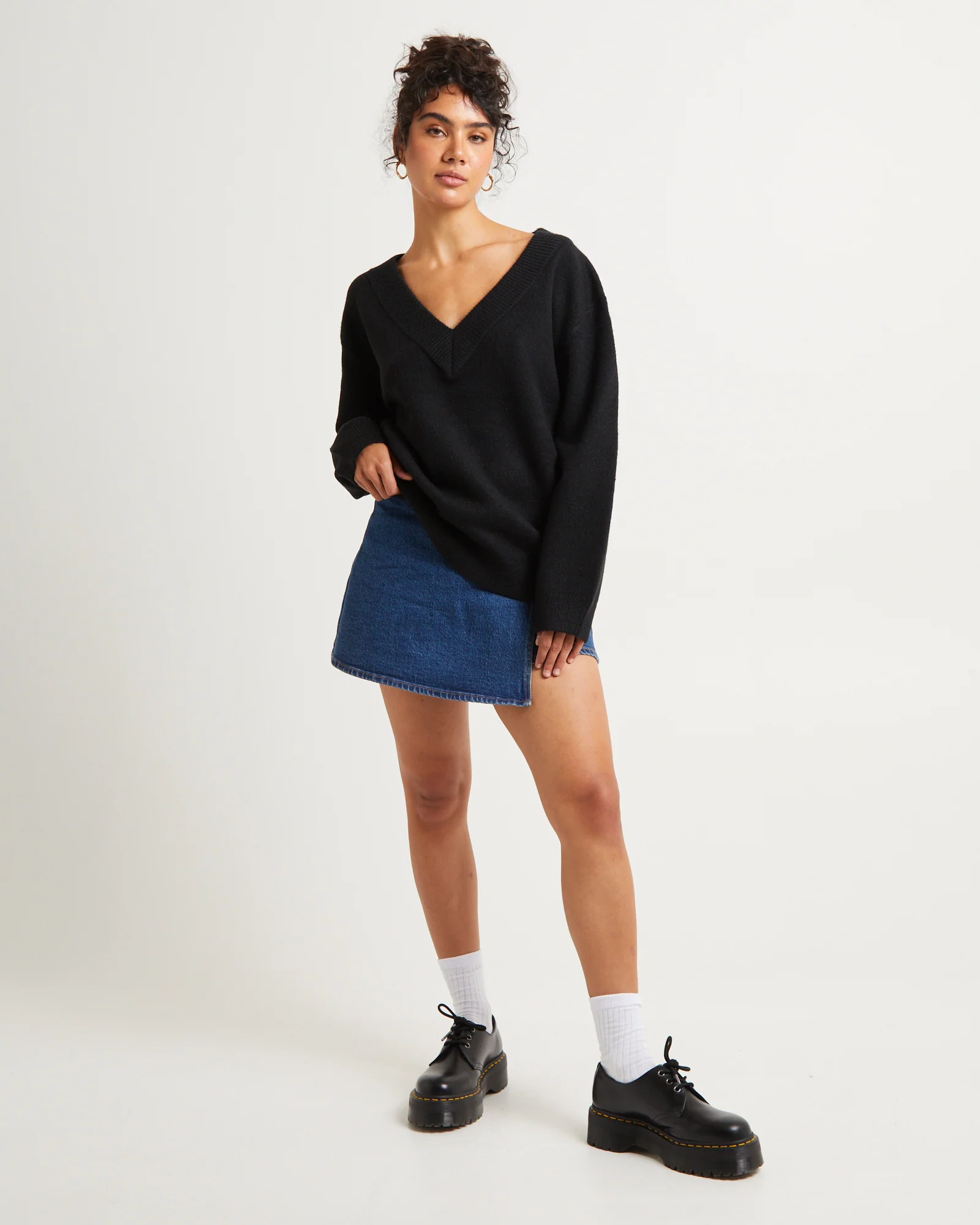 Deep V Neck Slouchy Jumper - Image 3
