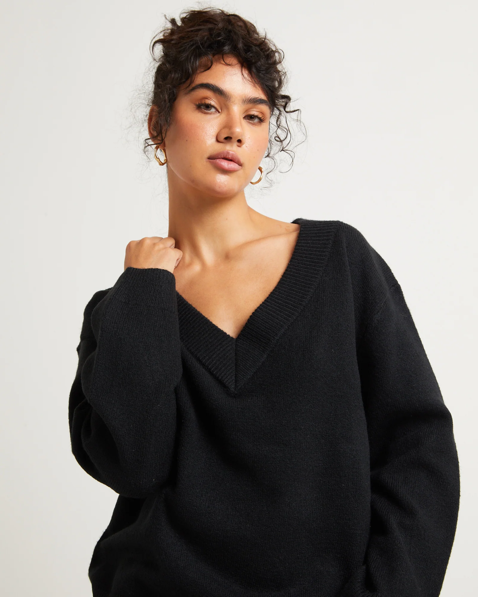 Deep V Neck Slouchy Jumper - Image 5