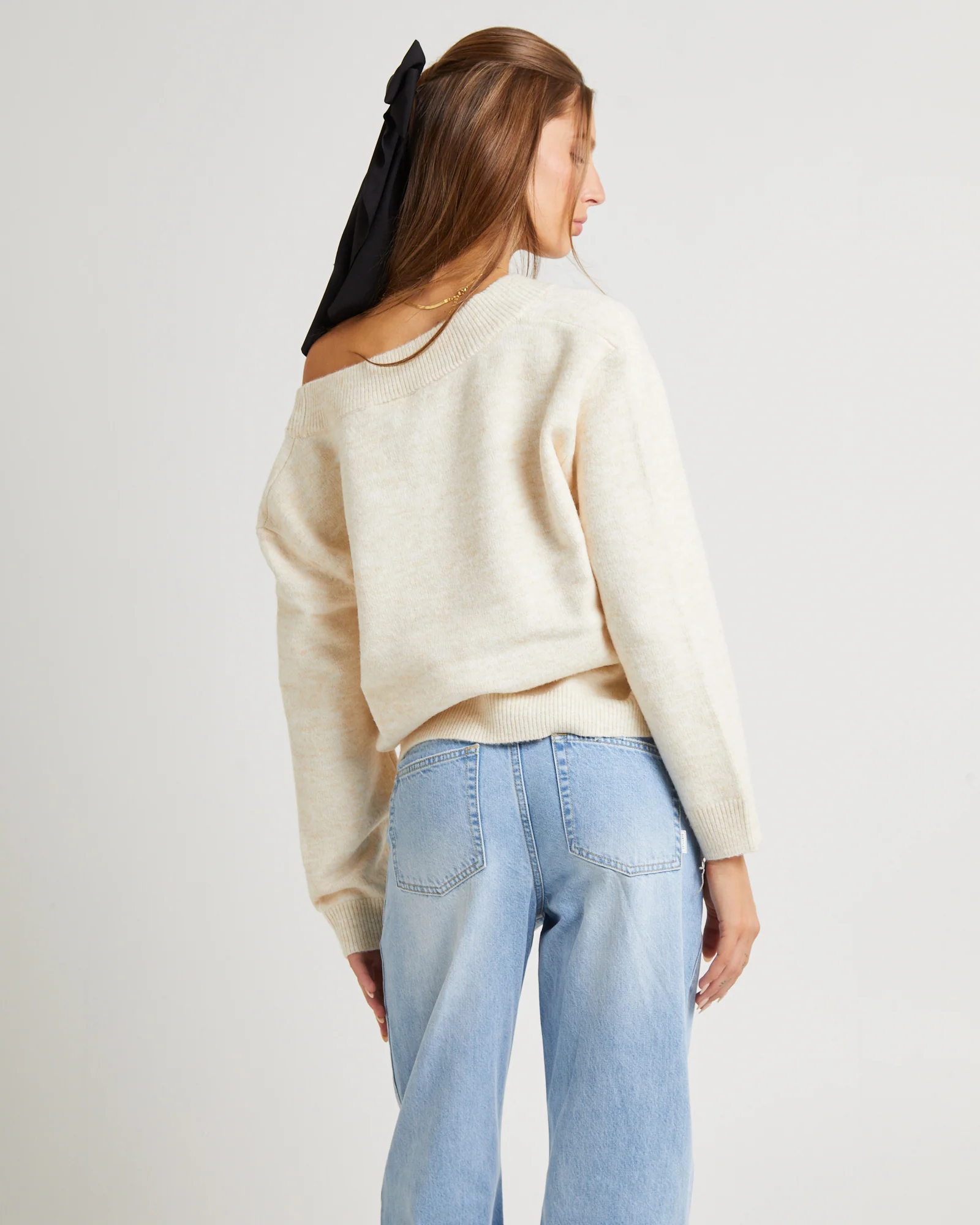 Deep V Neck Slouchy Jumper - Image 2