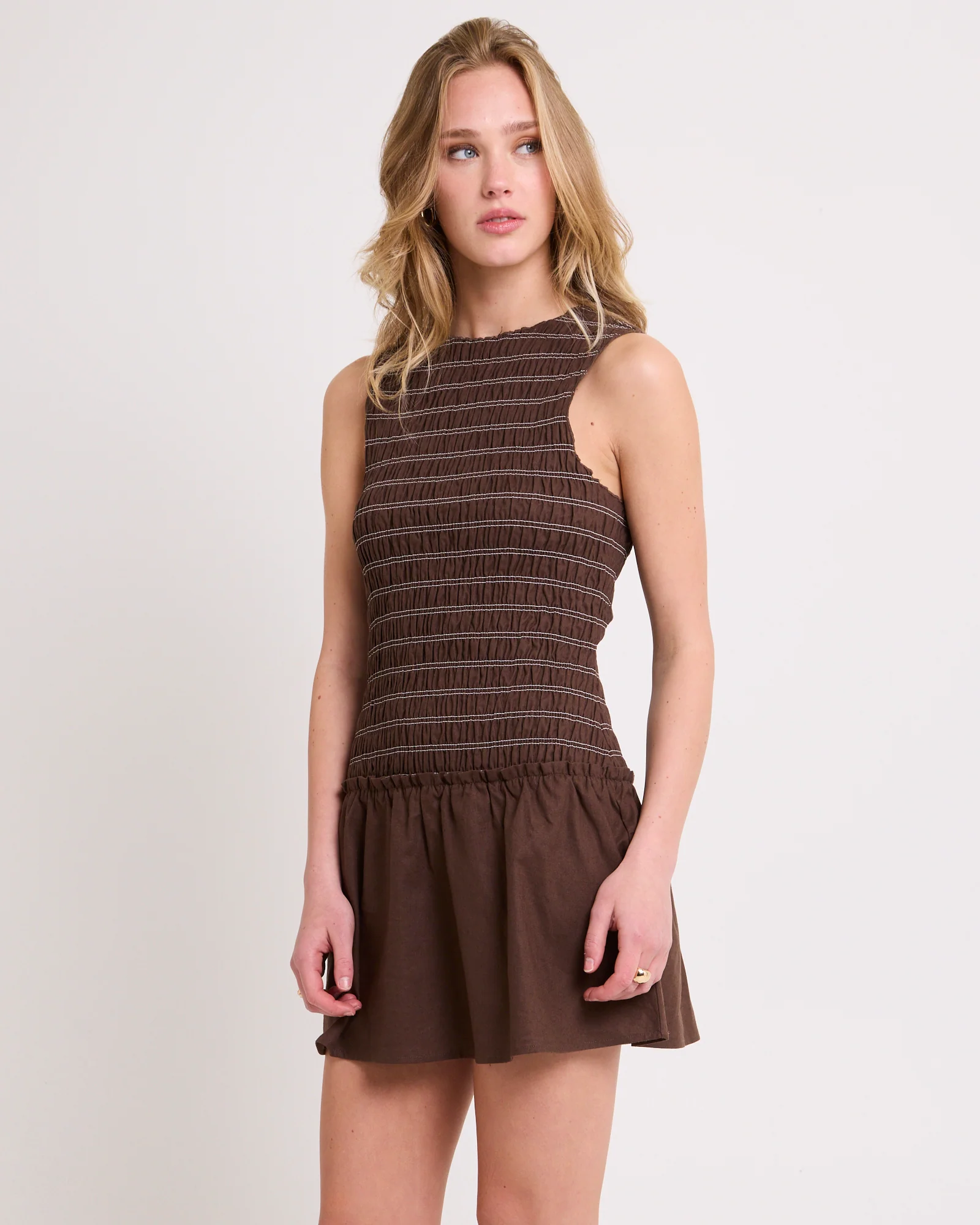 Delmore Shirred Mini Dress - Image 4