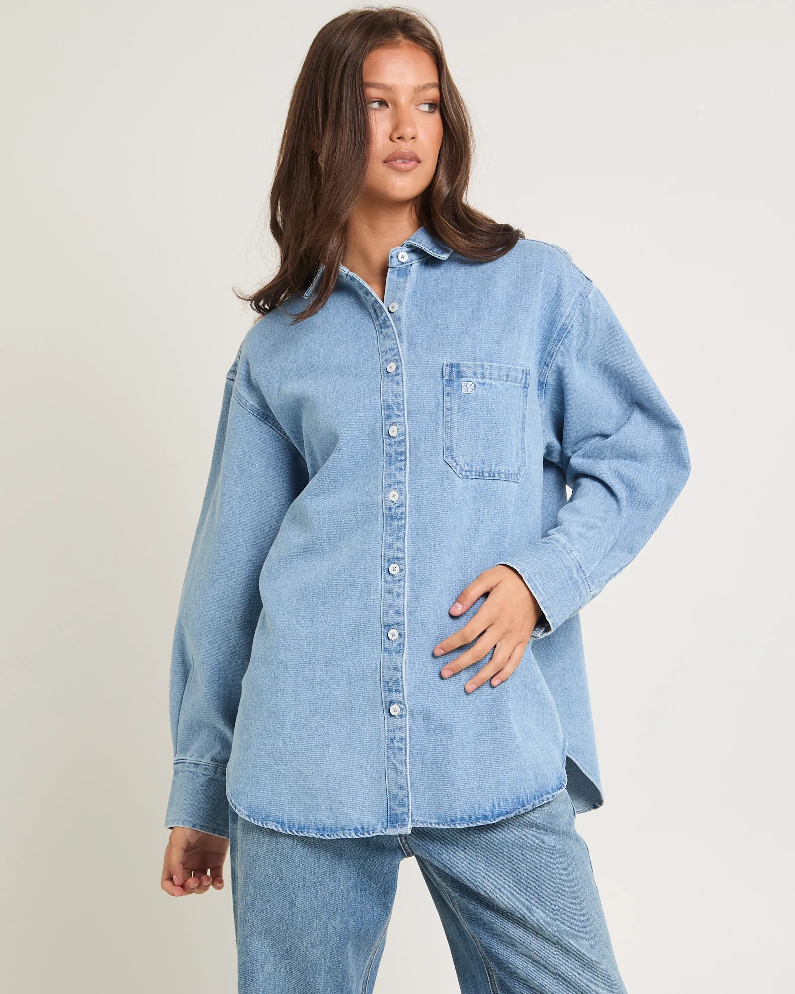 Delta Denim Oversized Long Sleeve Shirt - Image 2