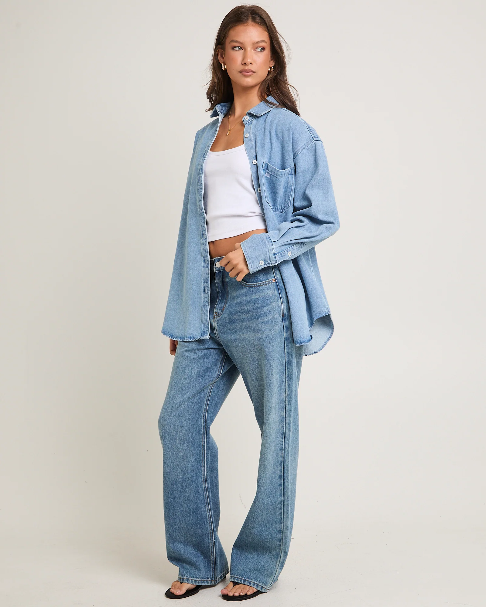 Delta Denim Oversized Long Sleeve Shirt - Image 4