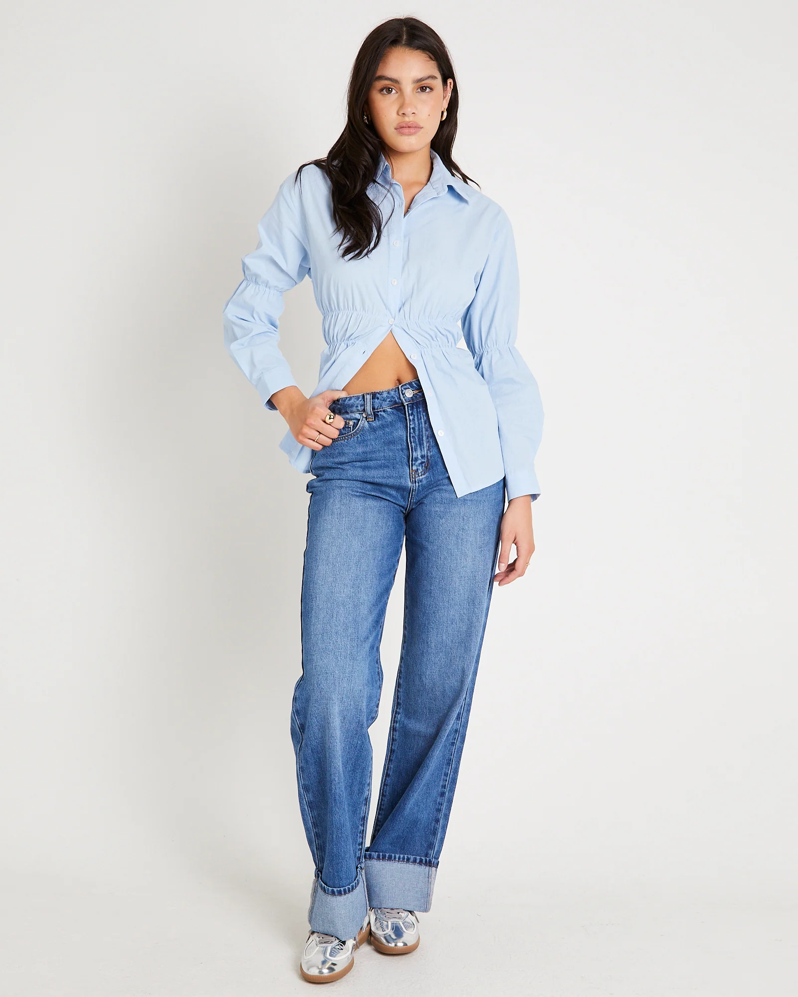 Demi Fold Hem Denim Jeans - Image 2