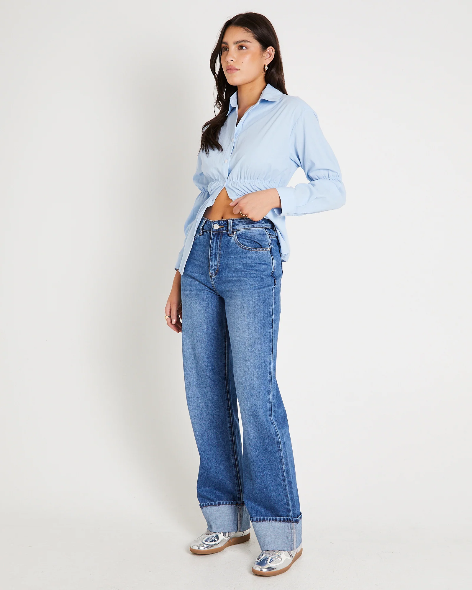 Demi Fold Hem Denim Jeans - Image 3