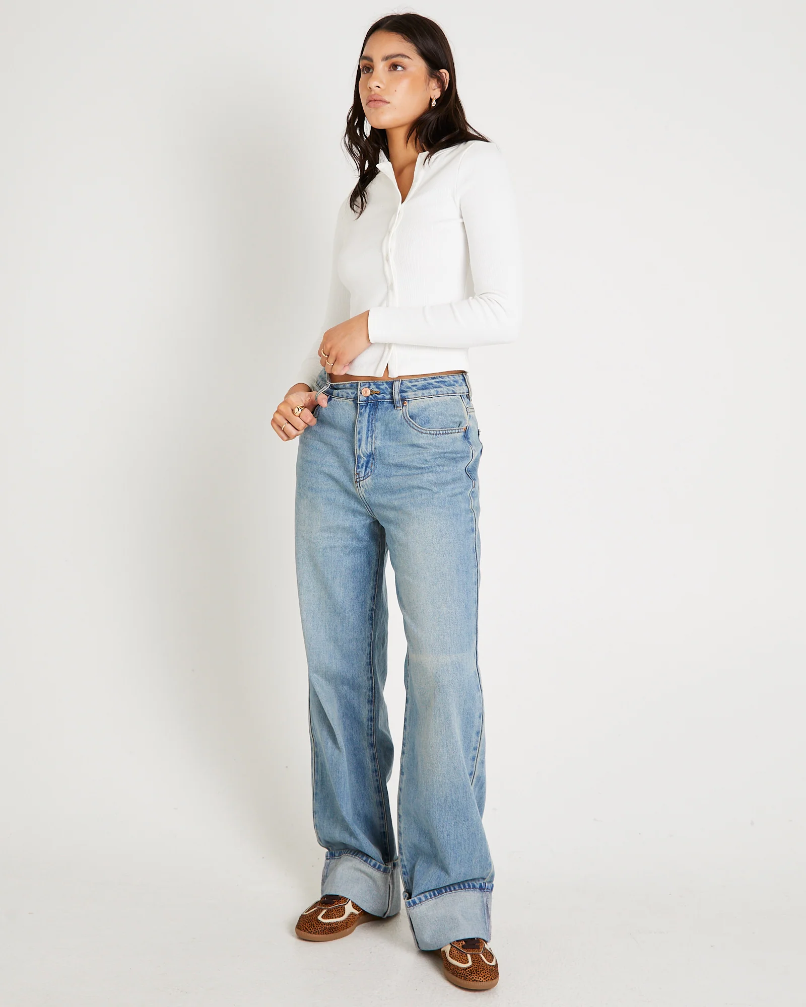 Demi Fold Hem Denim Jeans - Image 3