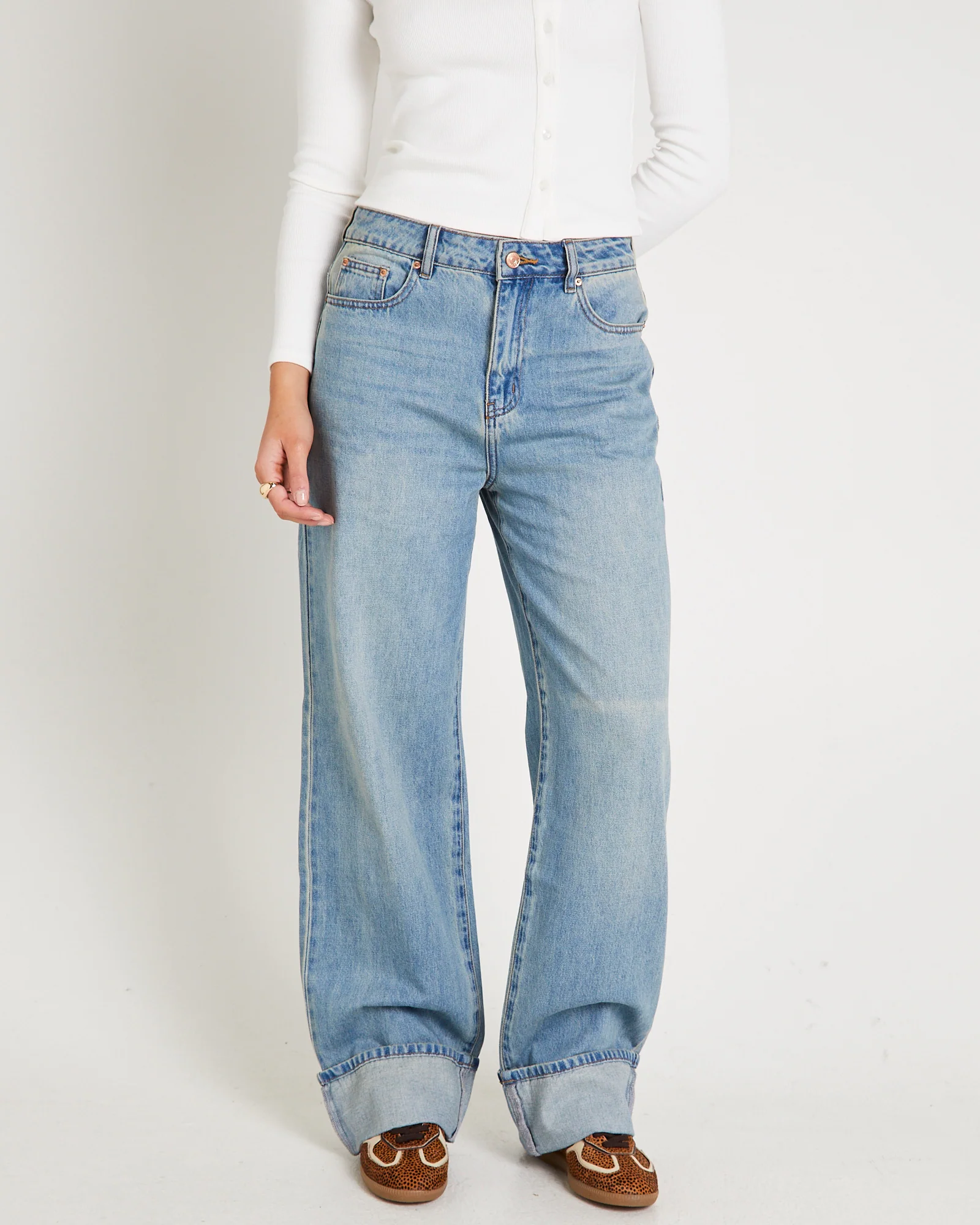 Demi Fold Hem Denim Jeans - Image 4