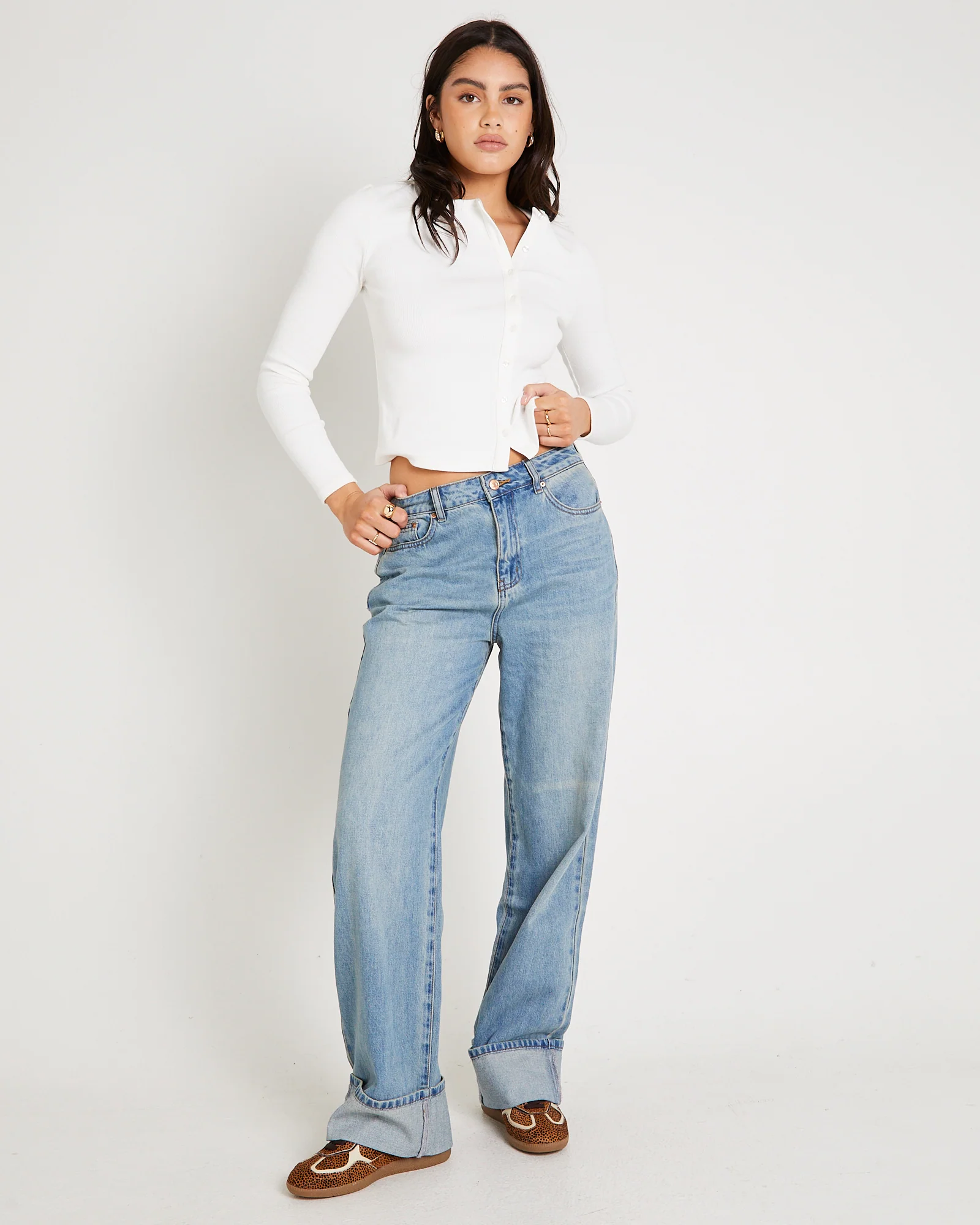 Demi Fold Hem Denim Jeans - Image 5