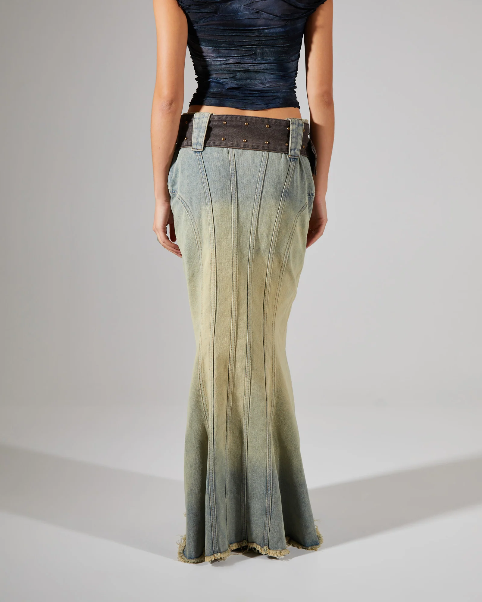 Denim Fishtail Maxi Skirt - Image 2