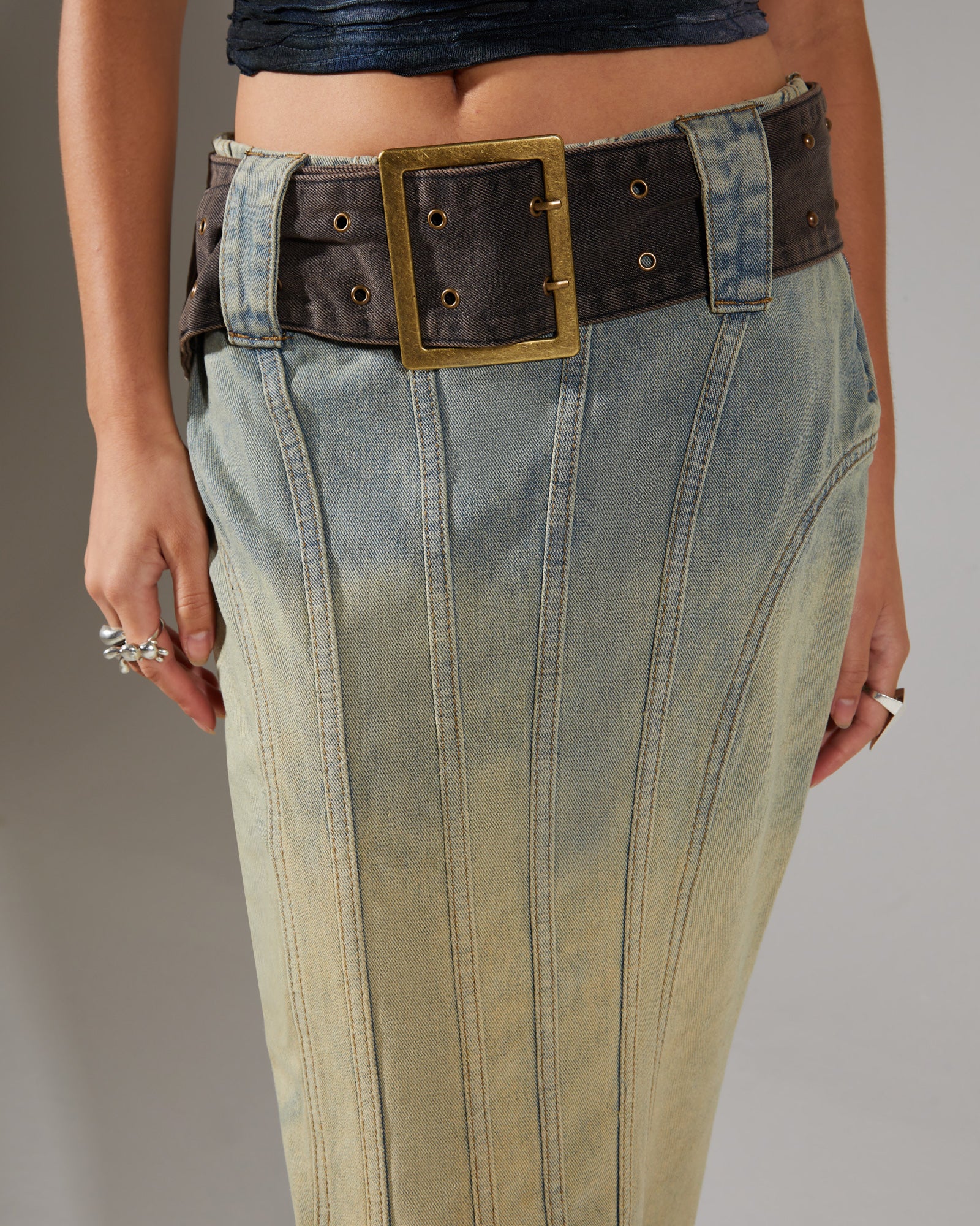 Denim Fishtail Maxi Skirt - Image 5