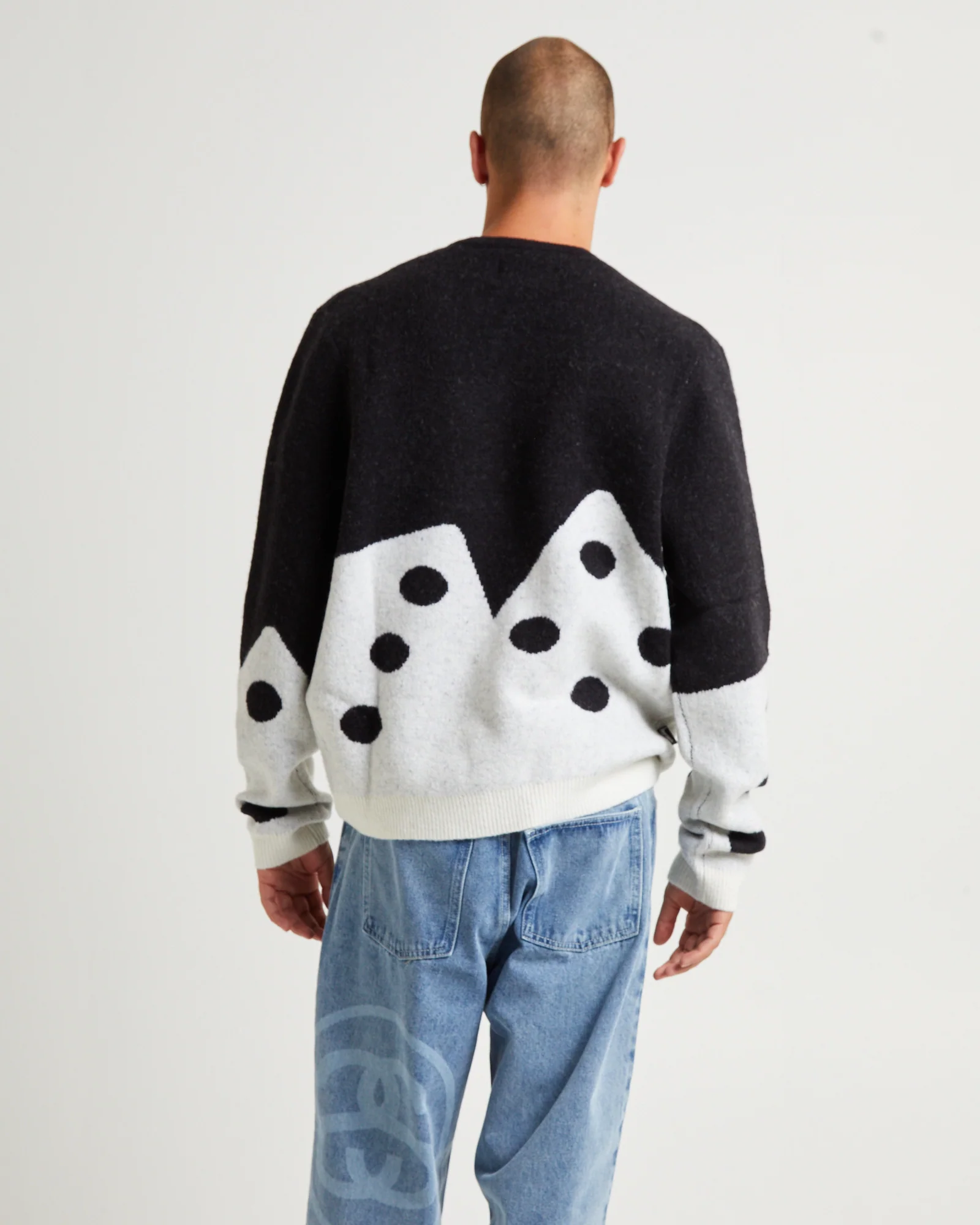 Dice Fuzzy Crew Sweater Black - Image 2