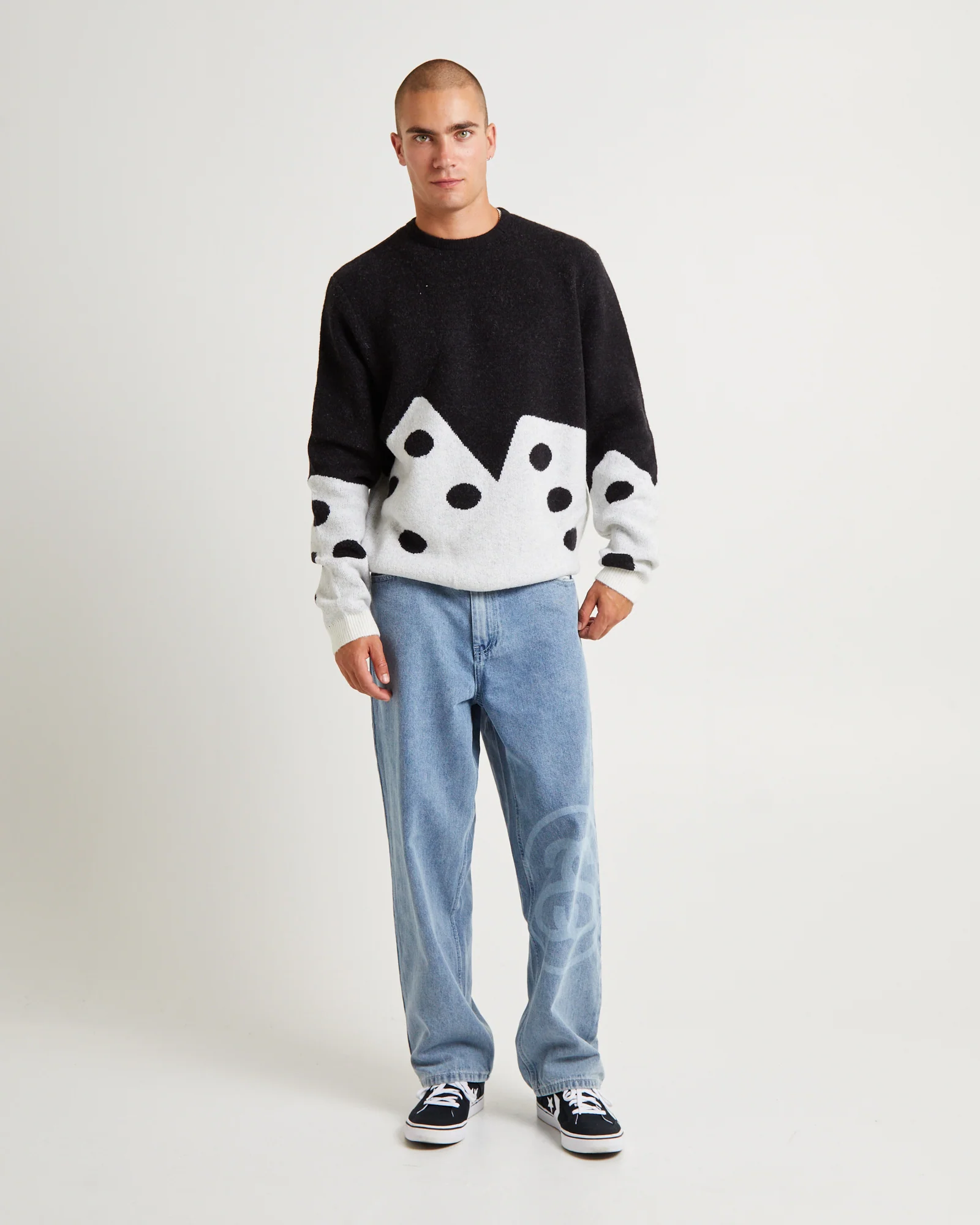 Dice Fuzzy Crew Sweater Black - Image 3