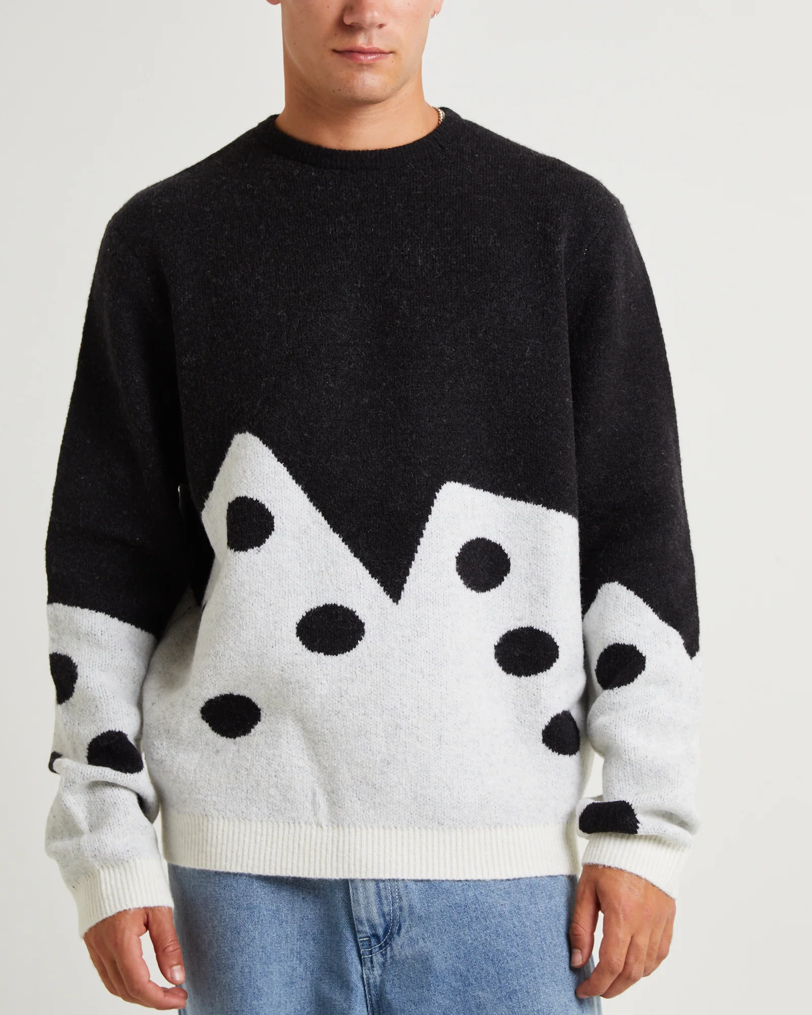 Dice Fuzzy Crew Sweater Black - Image 5